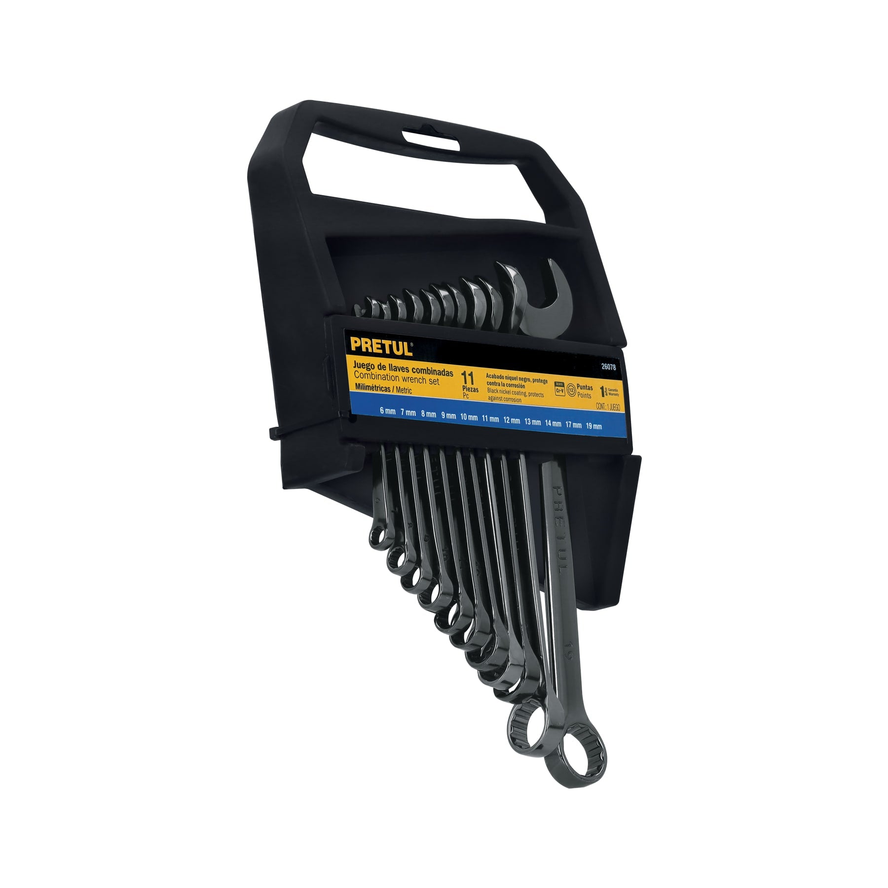 Juego de 11 llaves combinadas mm, acabado gun metal, Pretul