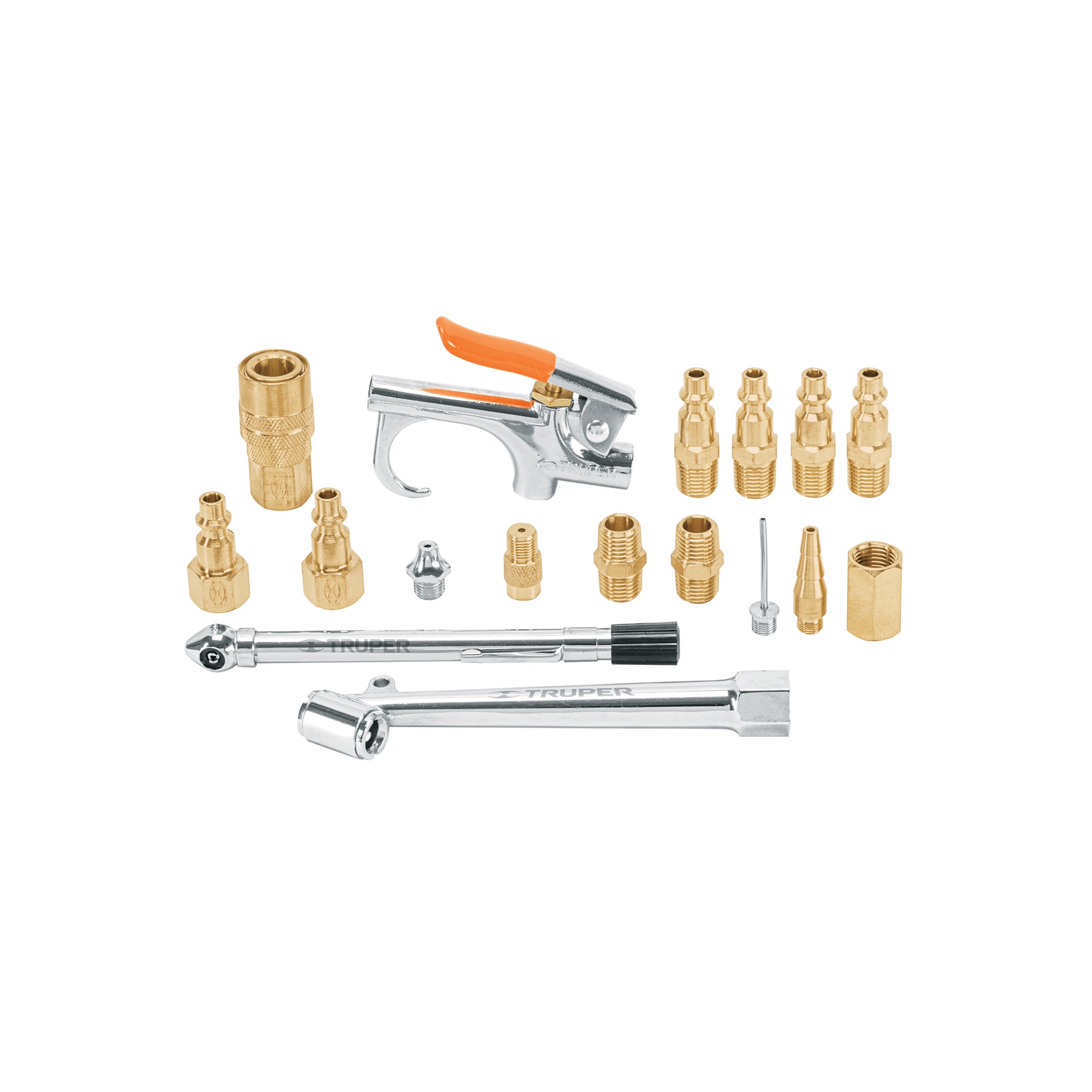 Juego de 17 accesorios neumáticos, cuerda 1/4" NPT, Truper