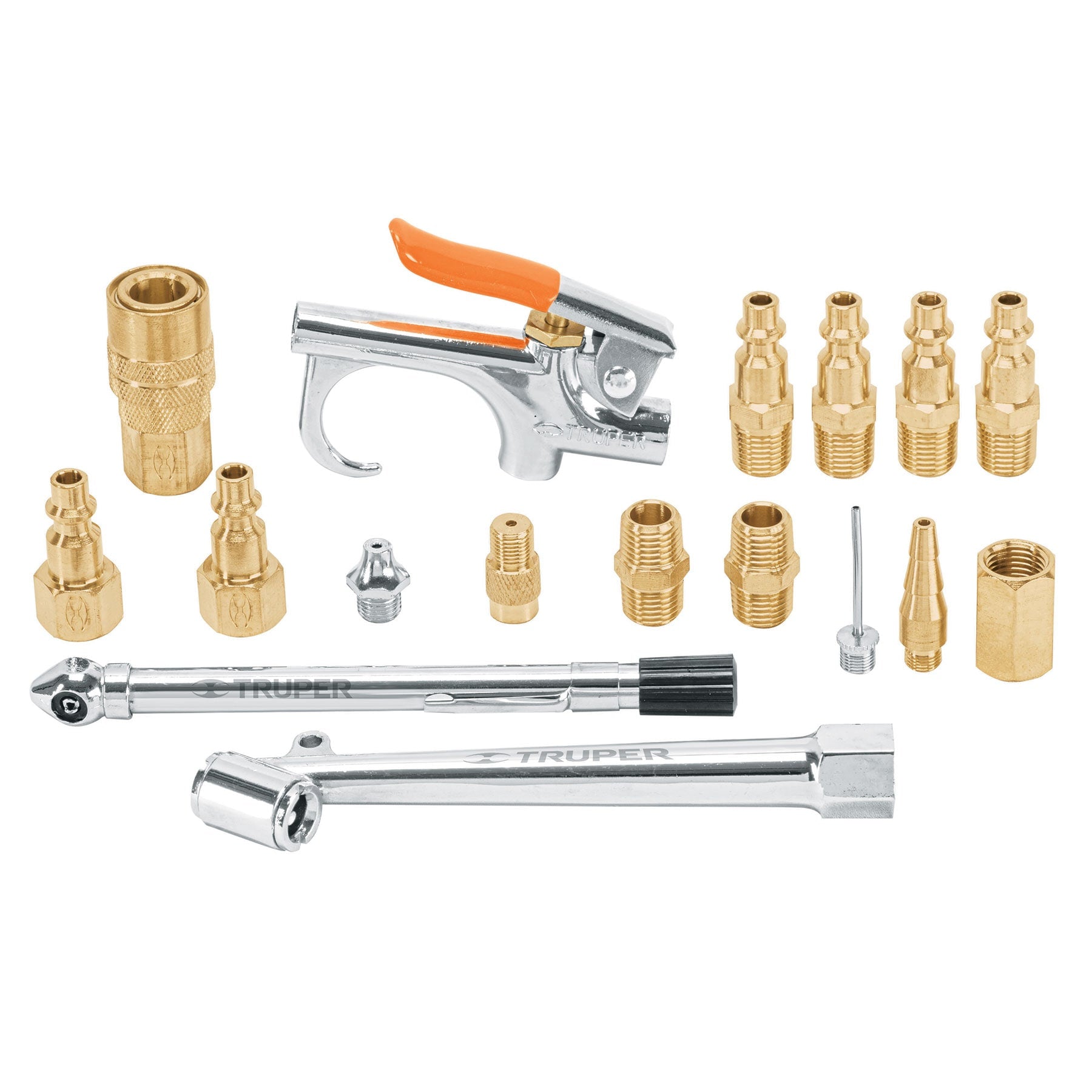 Juego de 17 accesorios neumáticos, cuerda 1/4" NPT, Truper