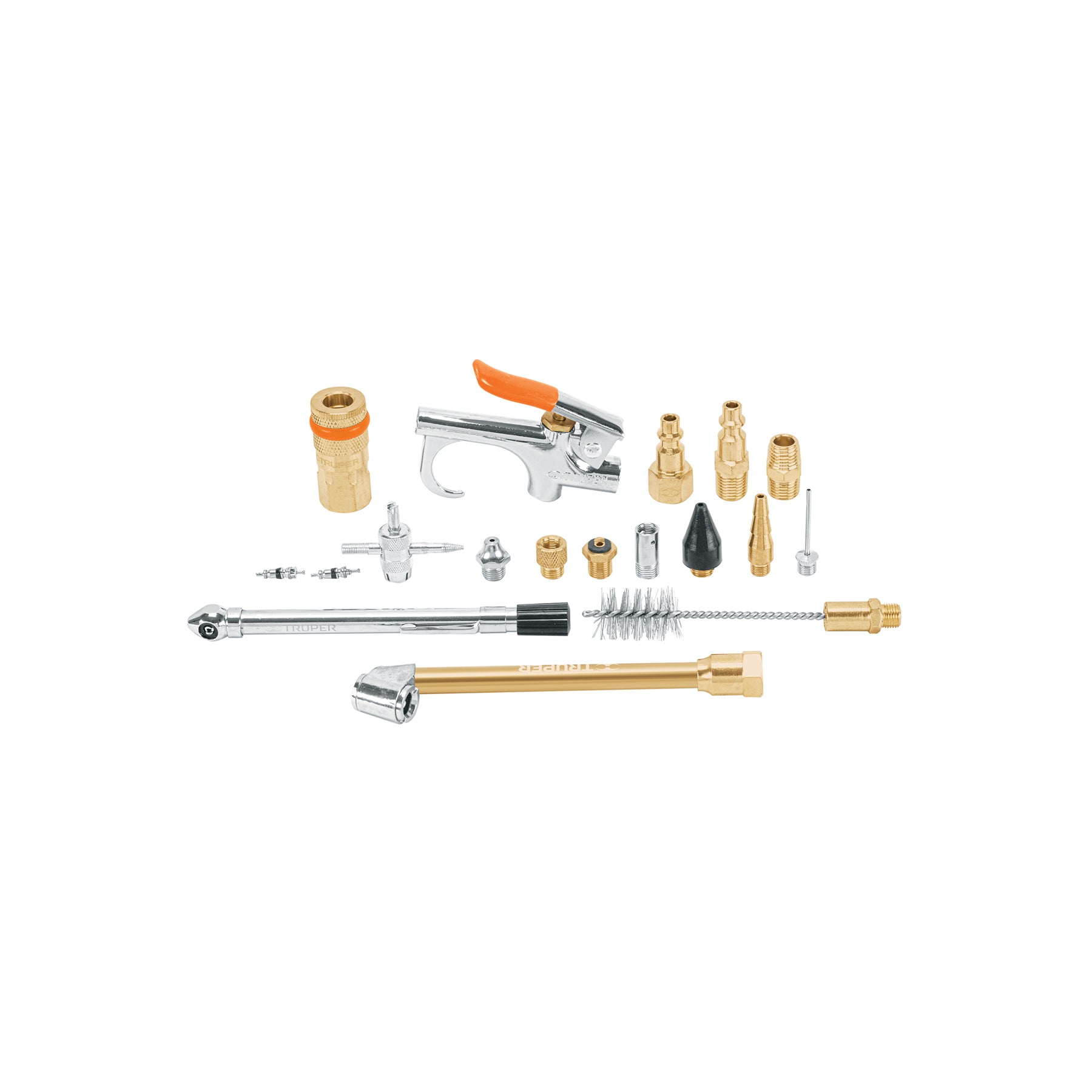 Juego de 18 accesorios neumáticos, cuerda 1/4" NPT, Truper