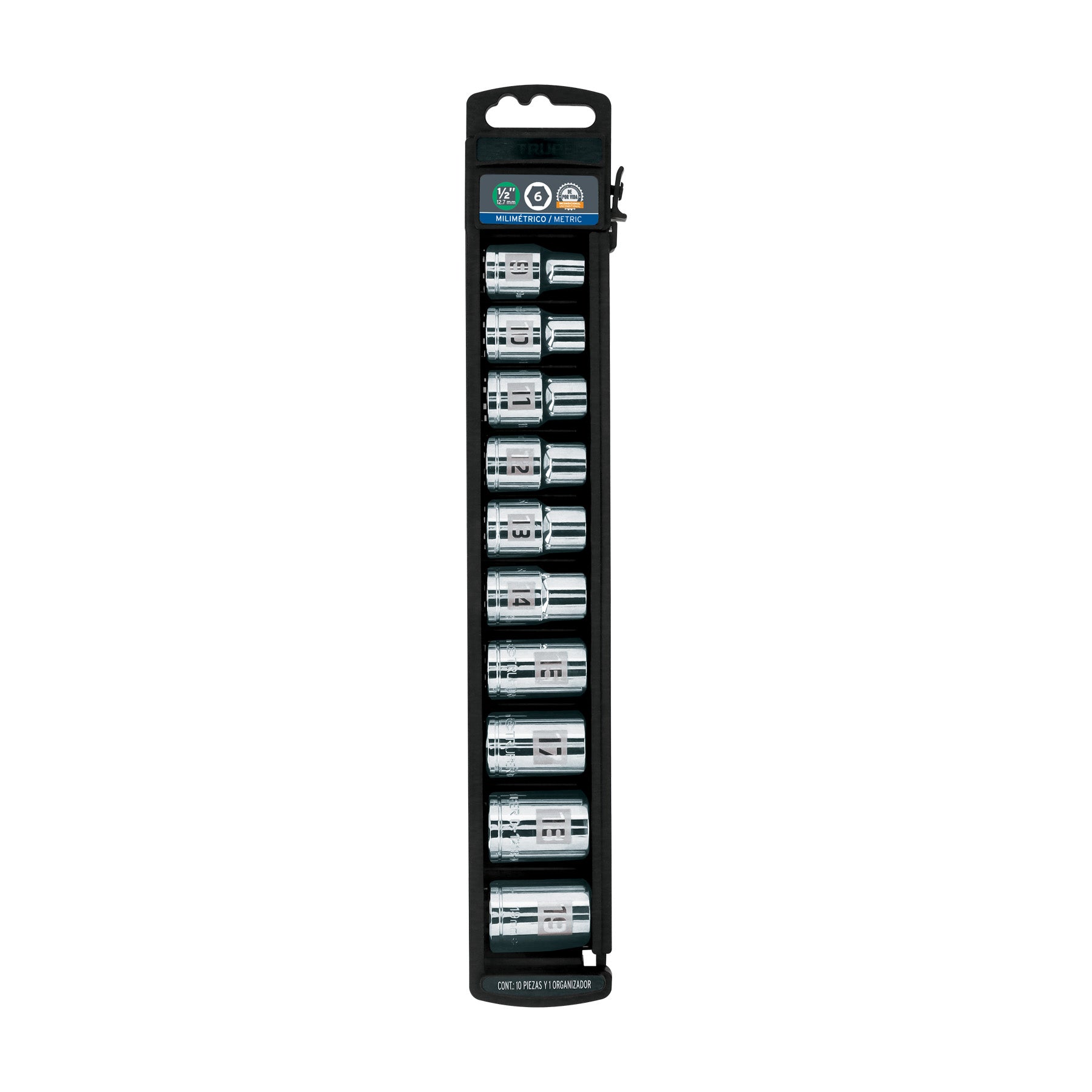Juego de 10 dados cuadro 1/2" mm, Truper