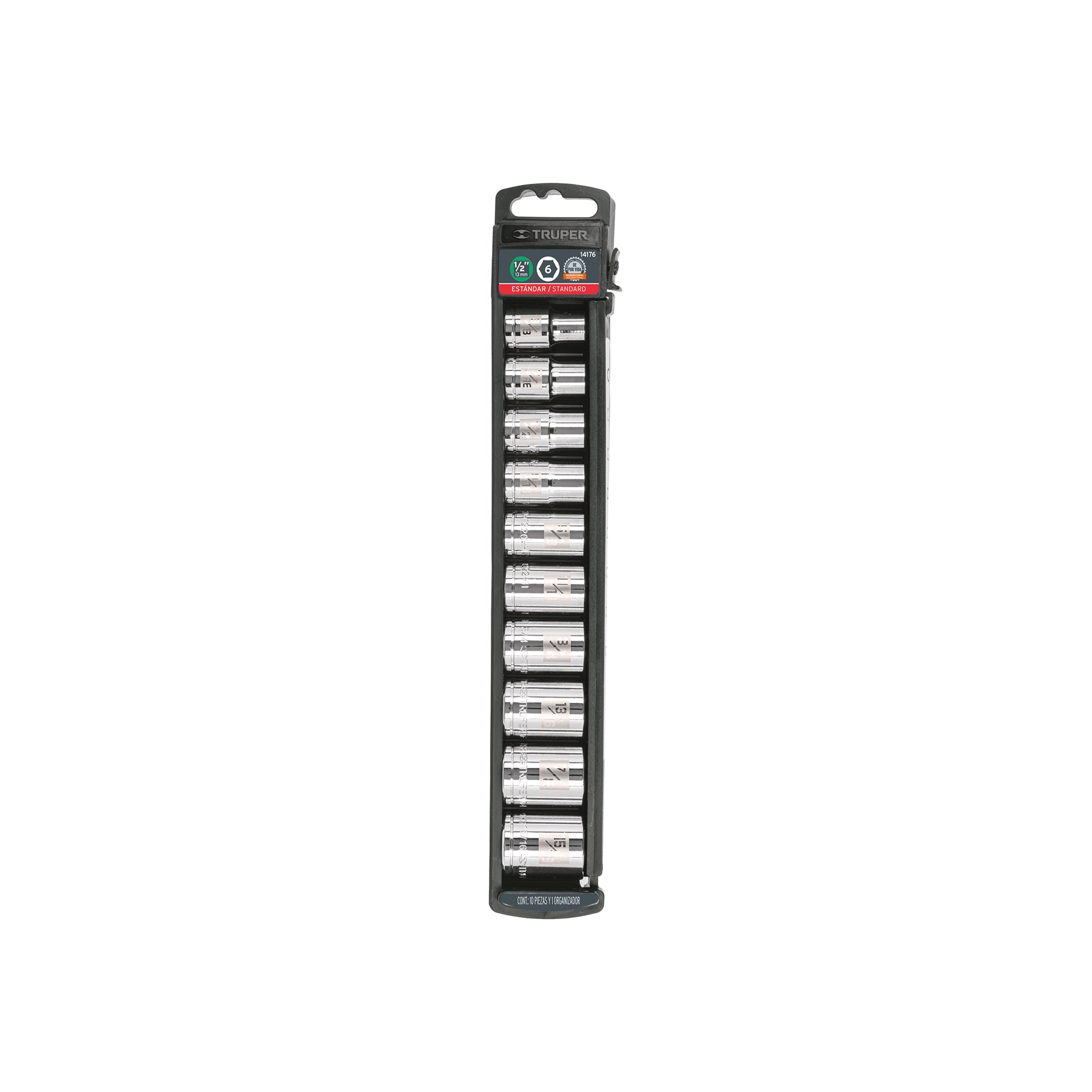 Juego de 10 dados cuadro 1/2" estándar, Truper
