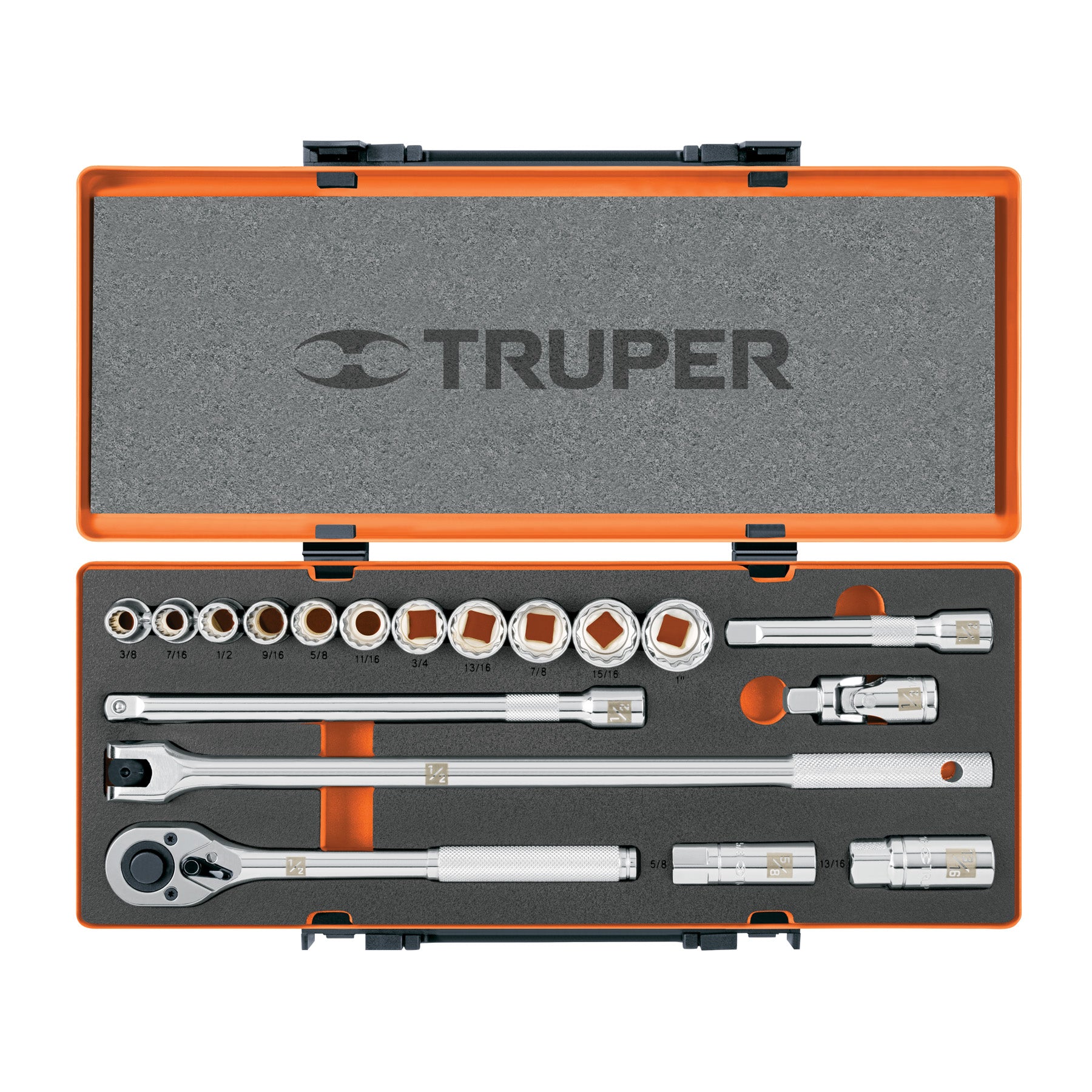 Juego de 18 herramientas cuadro 1/2" estándar para mecánico