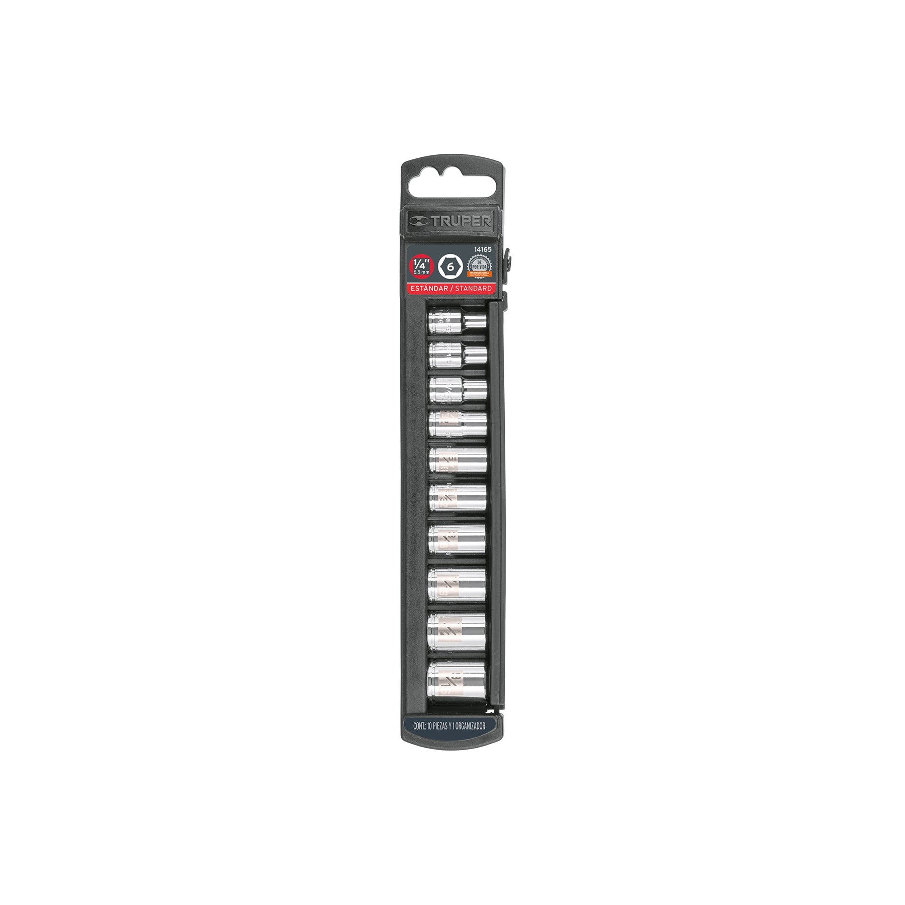 Juego de 10 dados cuadro 1/4" estándar, Truper