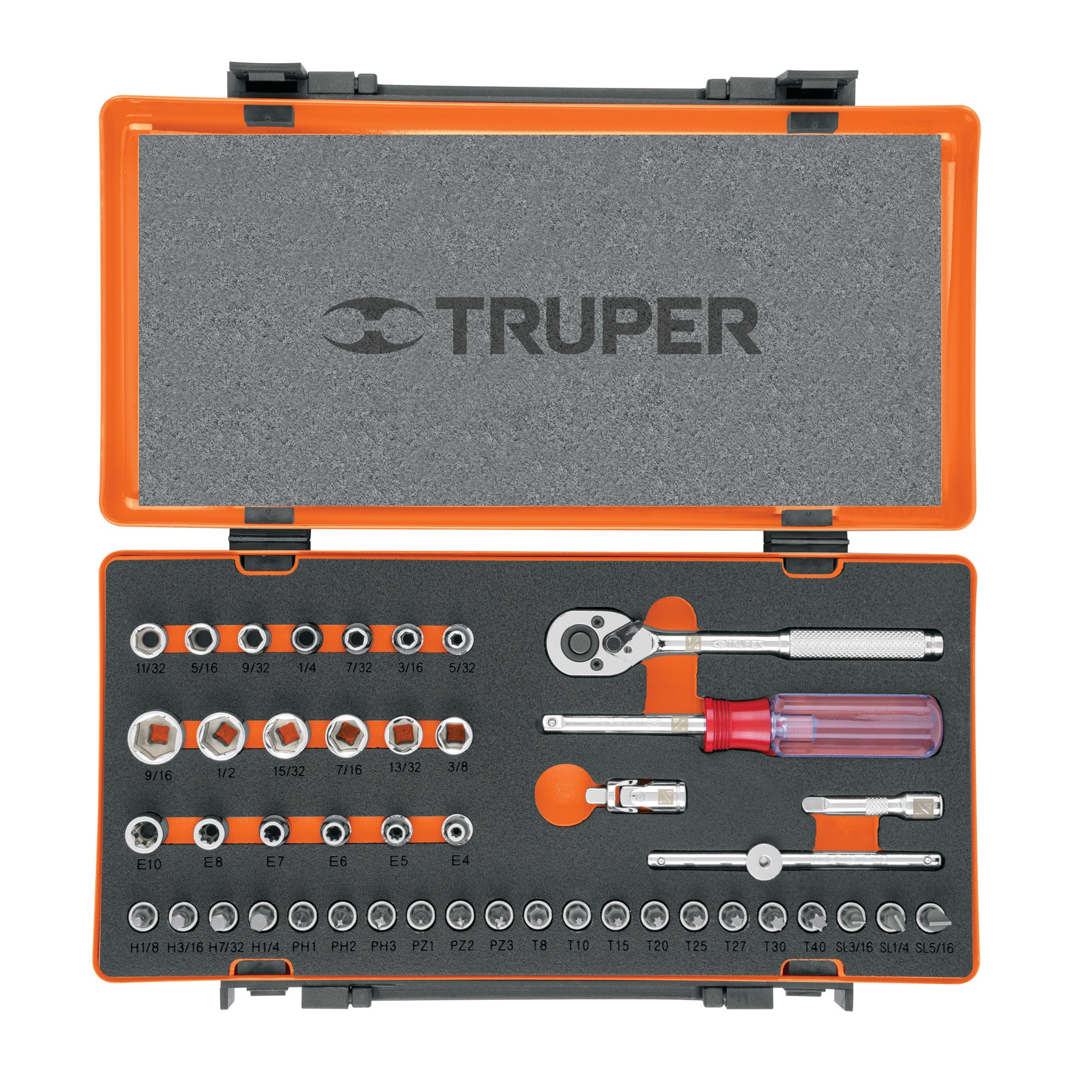 Juego de 45 herramientas cuadro 1/4" estándar para mecánico