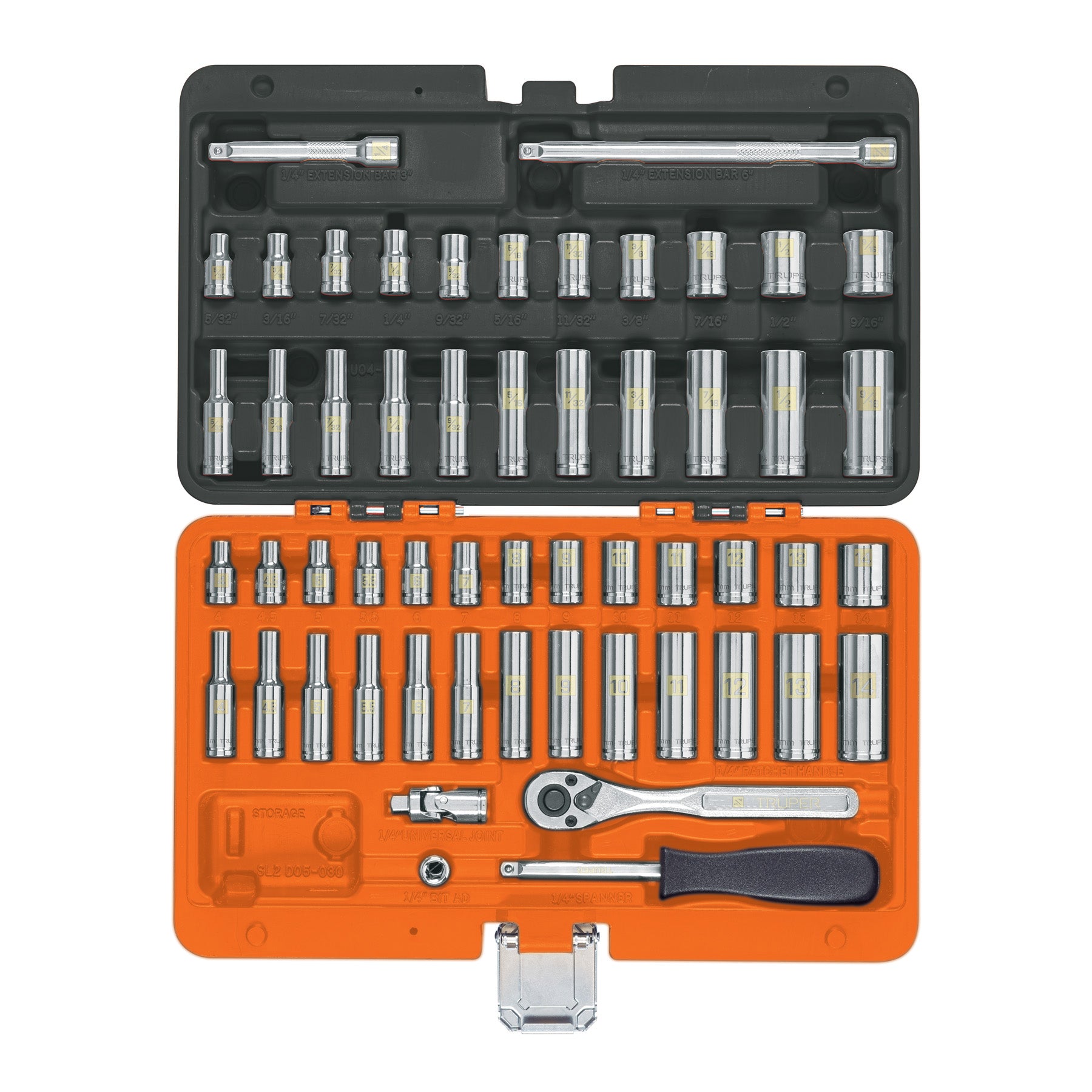 Juego de 54 herramientas cuadro 1/4" estándar y mm para mecánico