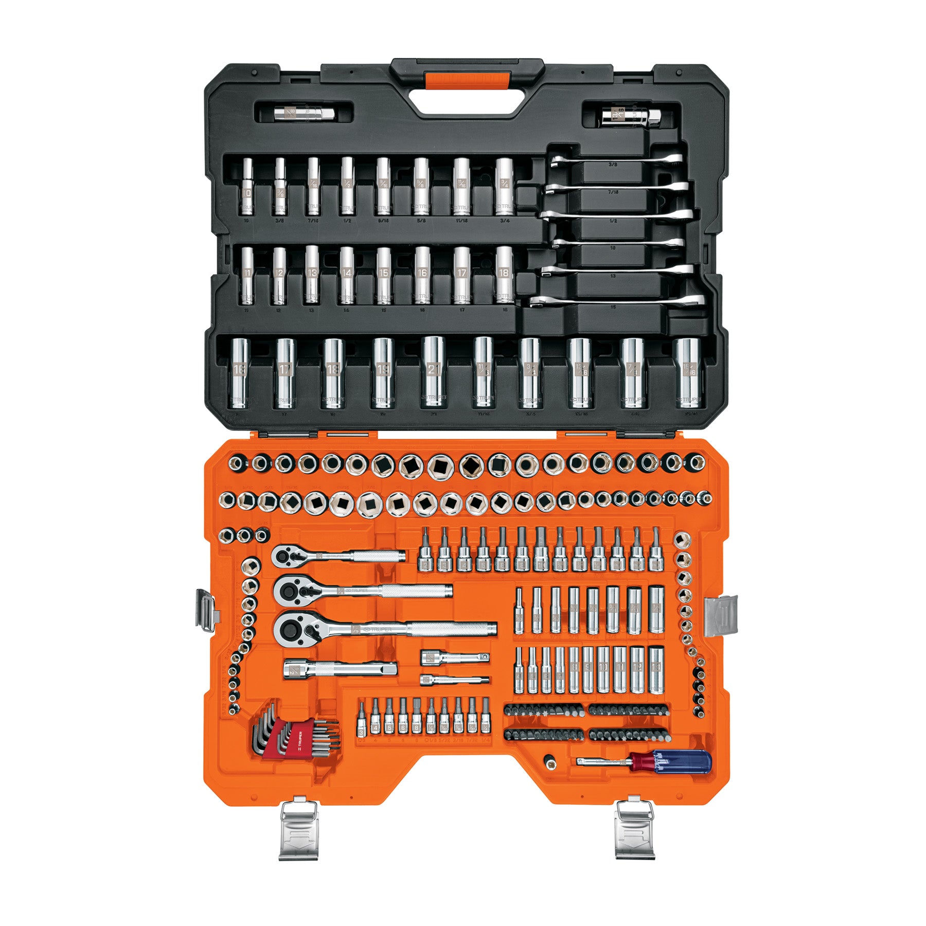 Juego 217 herramientas 1/4", 3/8" y 1/2" estándar y mm para mecánico