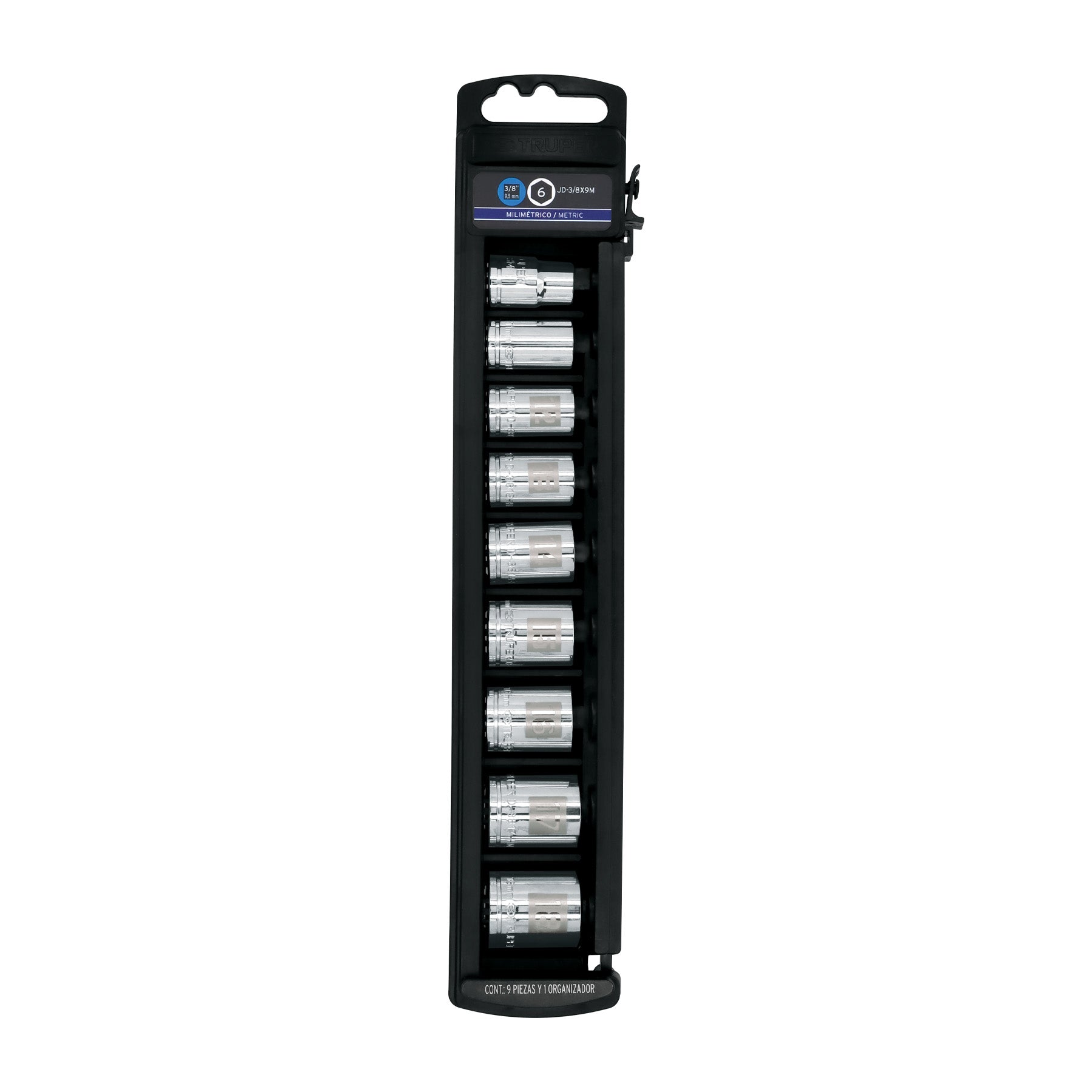 Juego de 9 dados cuadro 3/8" mm, Truper