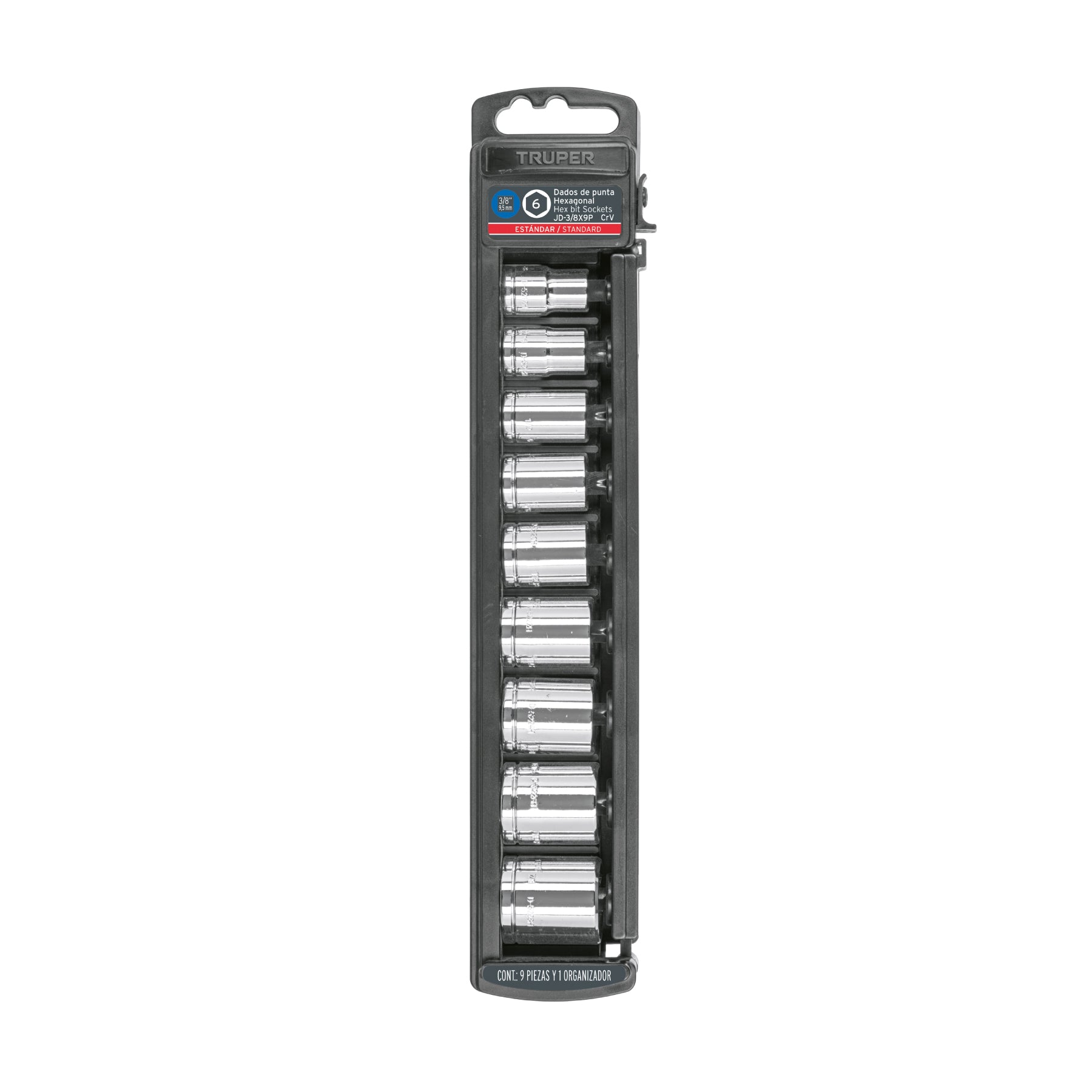 Juego de 9 dados cuadro 3/8" estándar, Truper