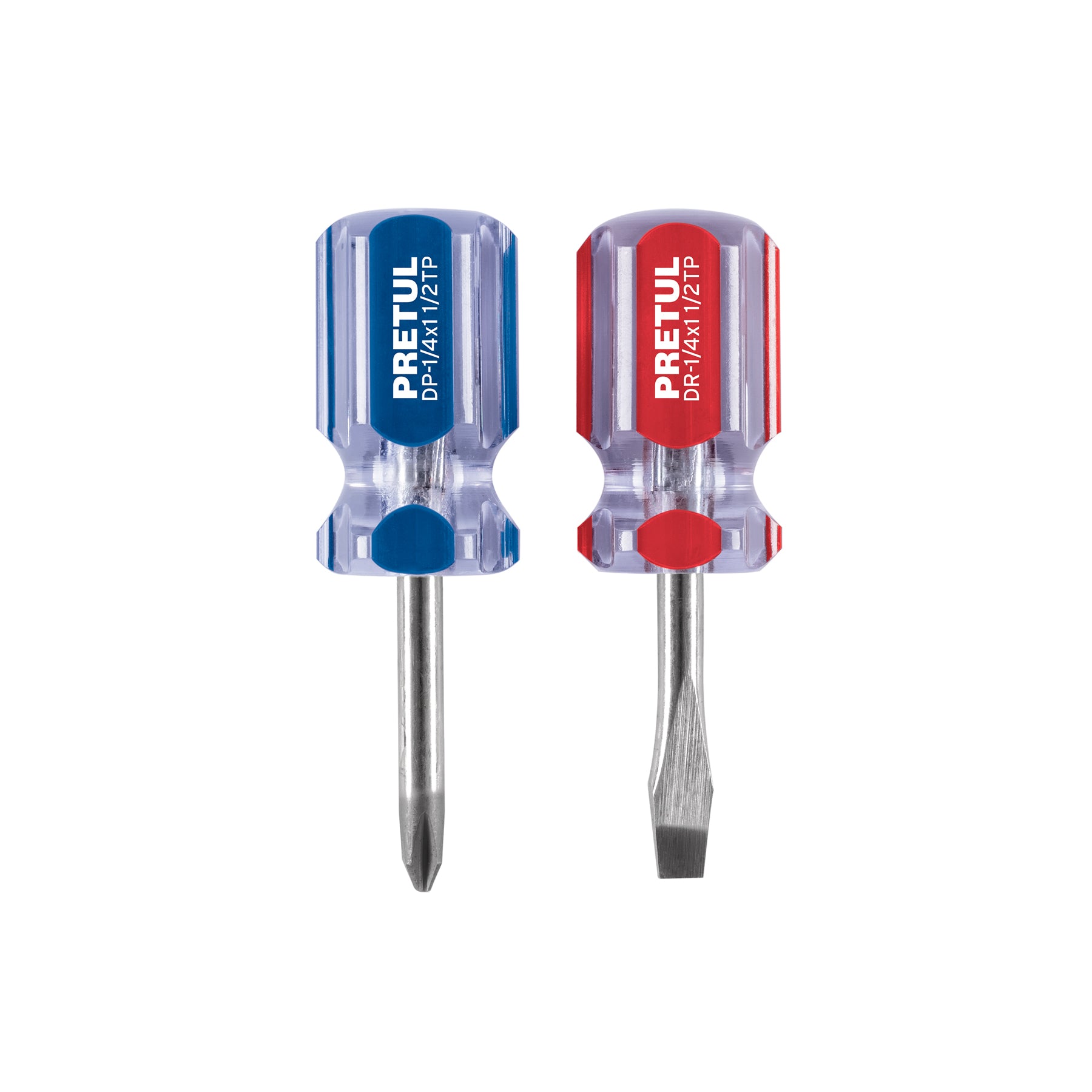 Dúo de desarmadores 1/4 x 1-1/2" mango de PVC, Pretul, JDT-2TP, 21379