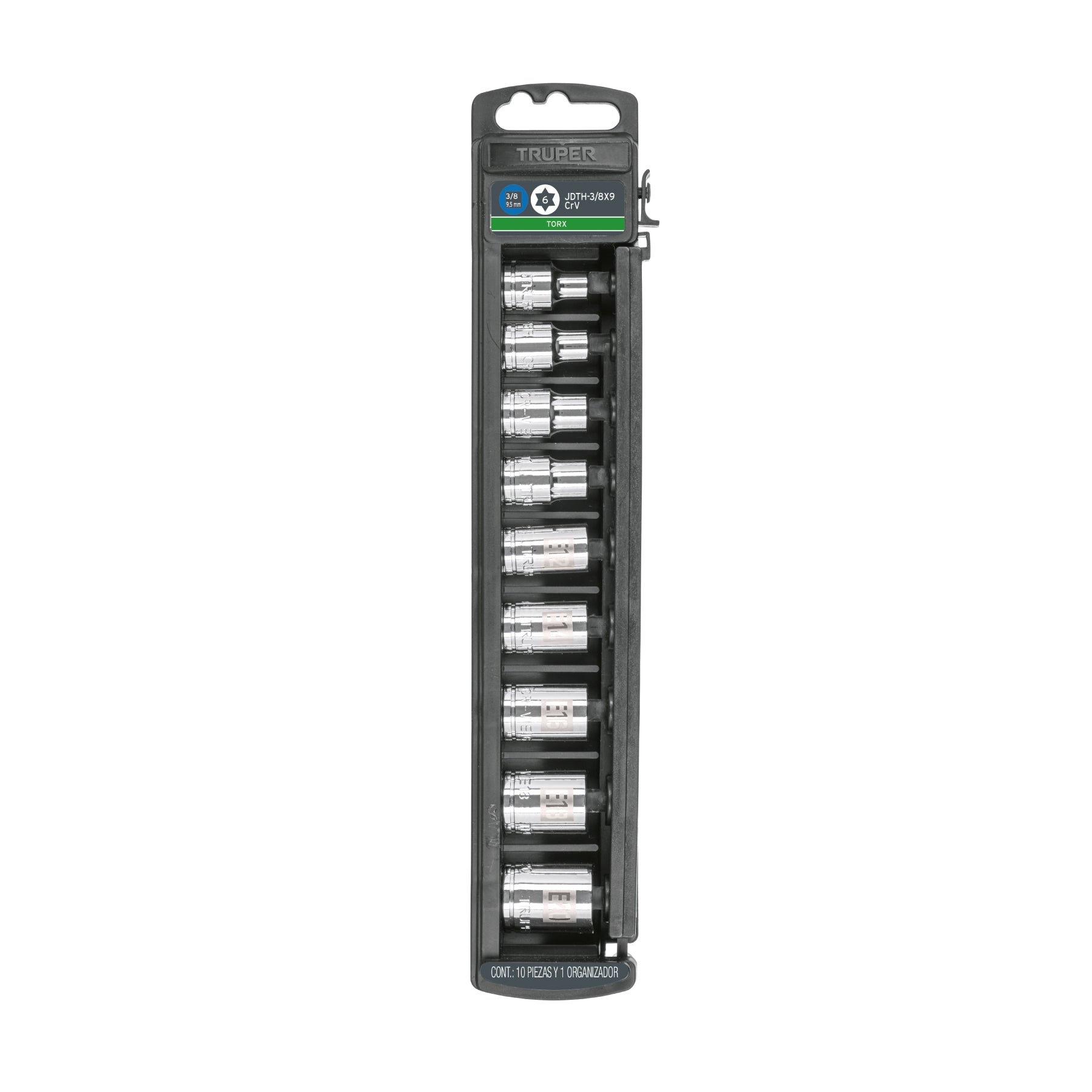 Juego de 9 dados cuadro 3/8" torx, Truper