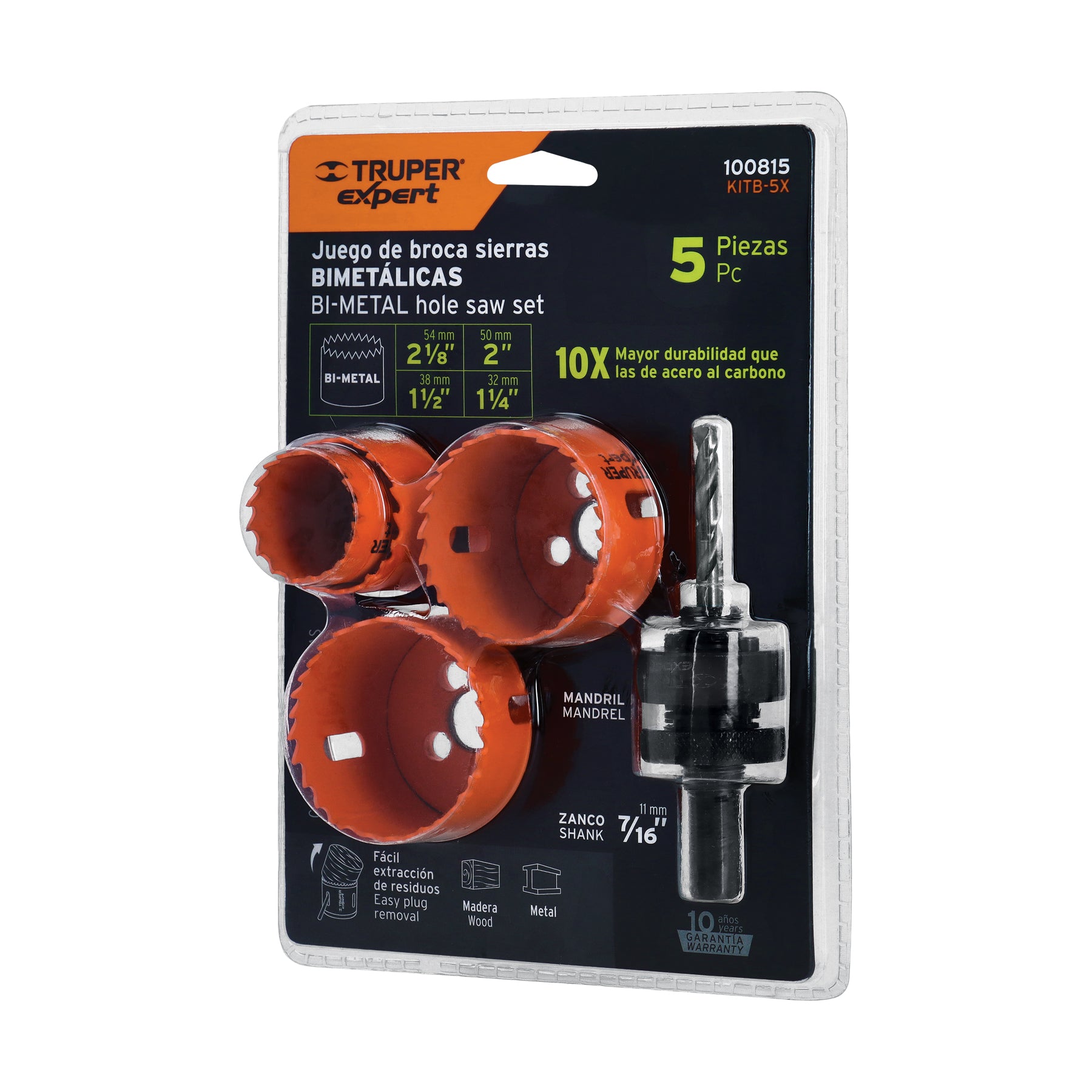 Juego de 4 broca sierras bimetálicas y 1 mandril, Expert