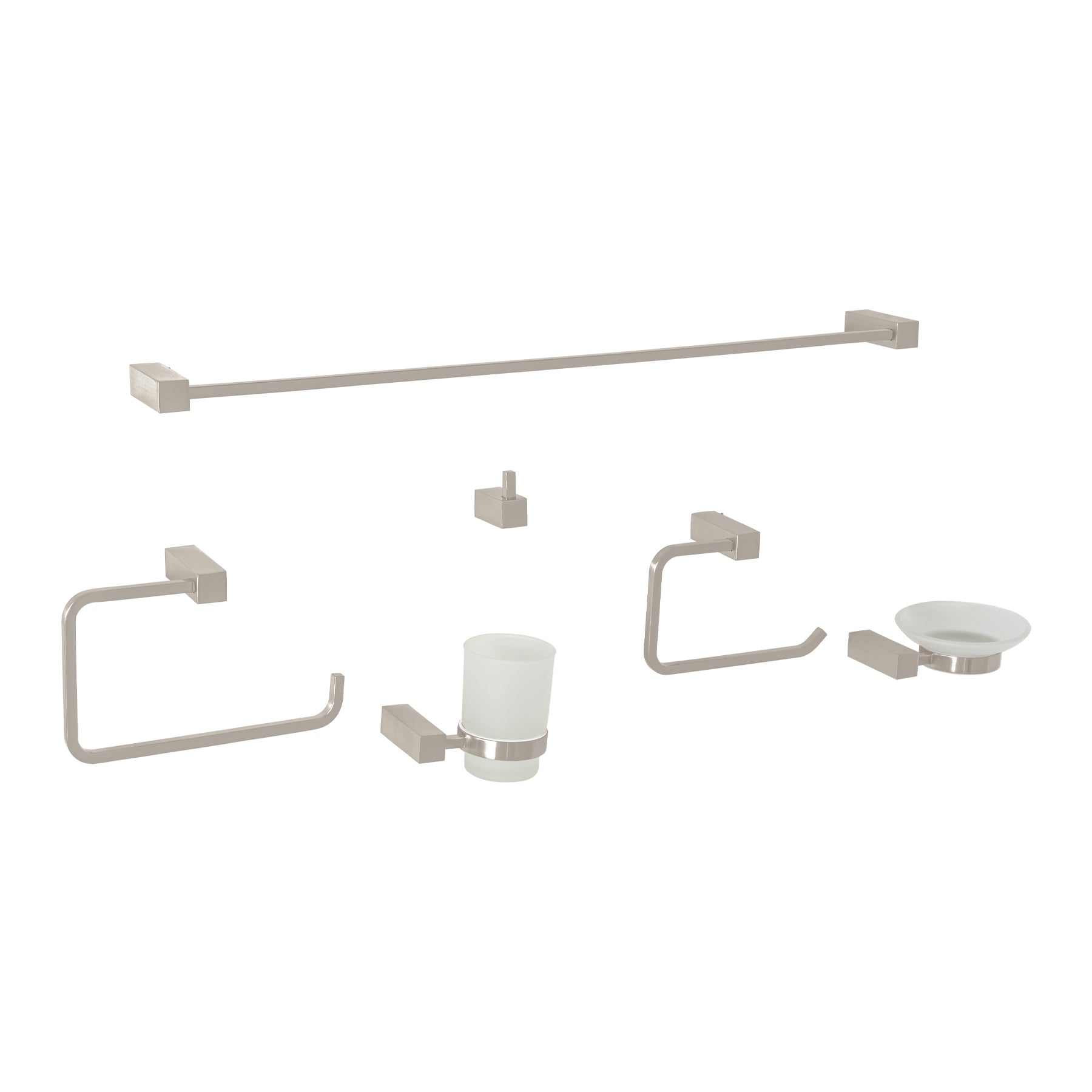 Juego de 6 accesorios para baño, satín KUBO, Foset, KUA-7000N, 44333