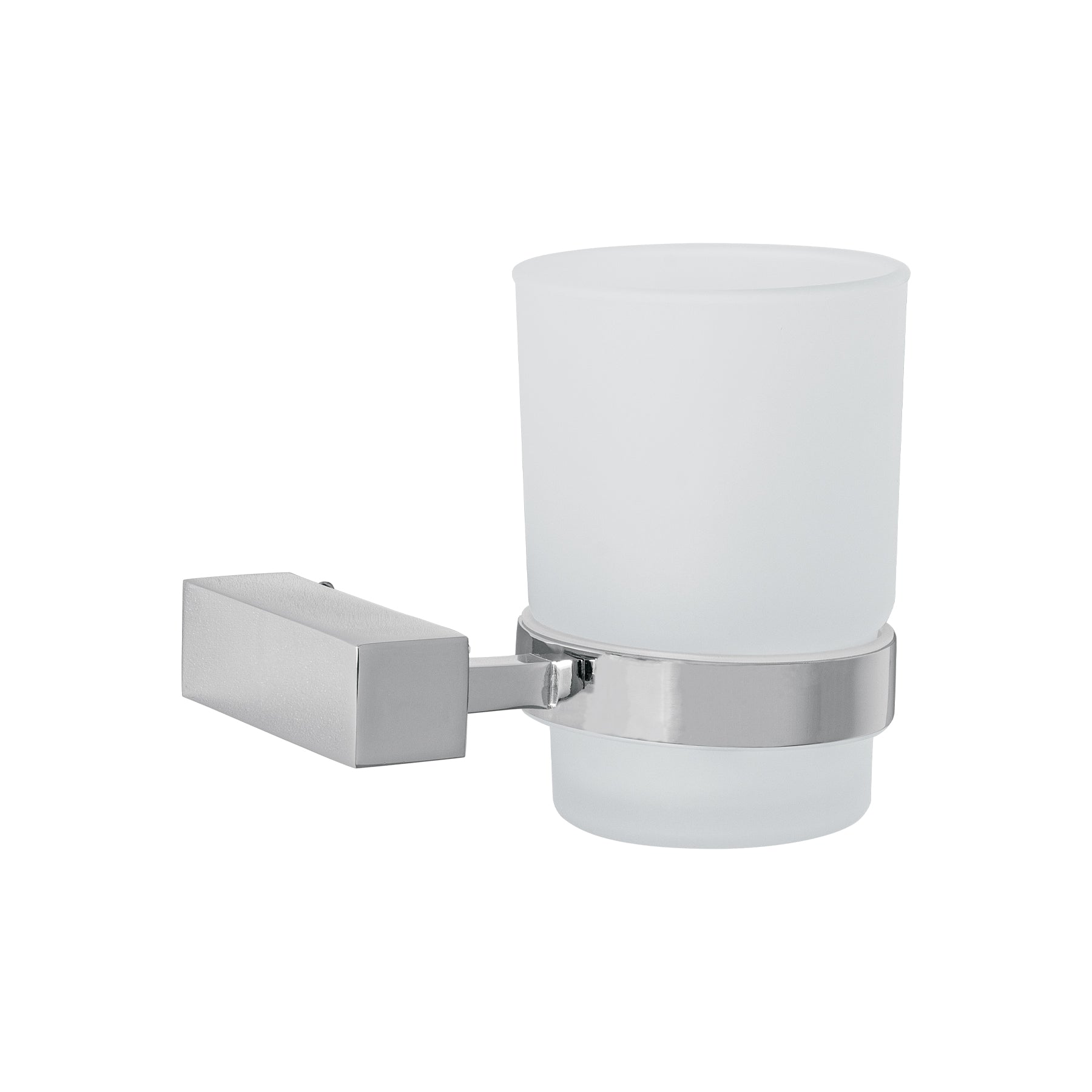 Portavaso cepillero con vaso de vidrio, cromo KUBO, Foset, KUA-71, 44399