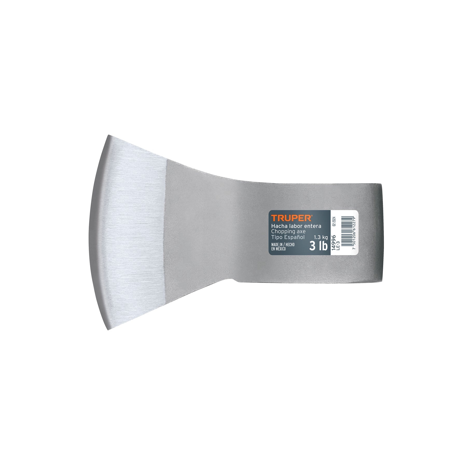 Hacha labor entera 3 lb, sin mango, Truper