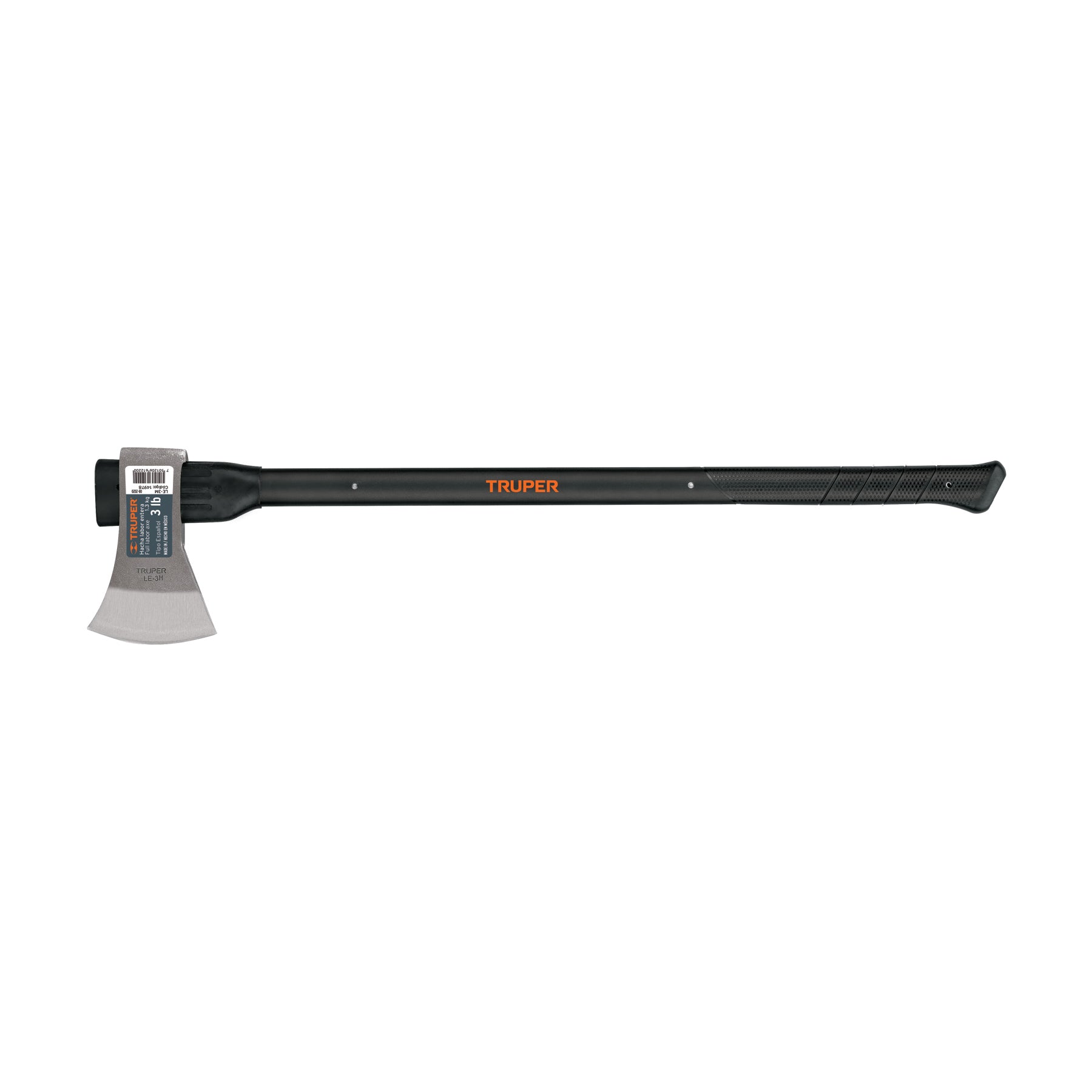 Hacha labor entera 3 lb, mango de fibra de vidrio 36",Truper