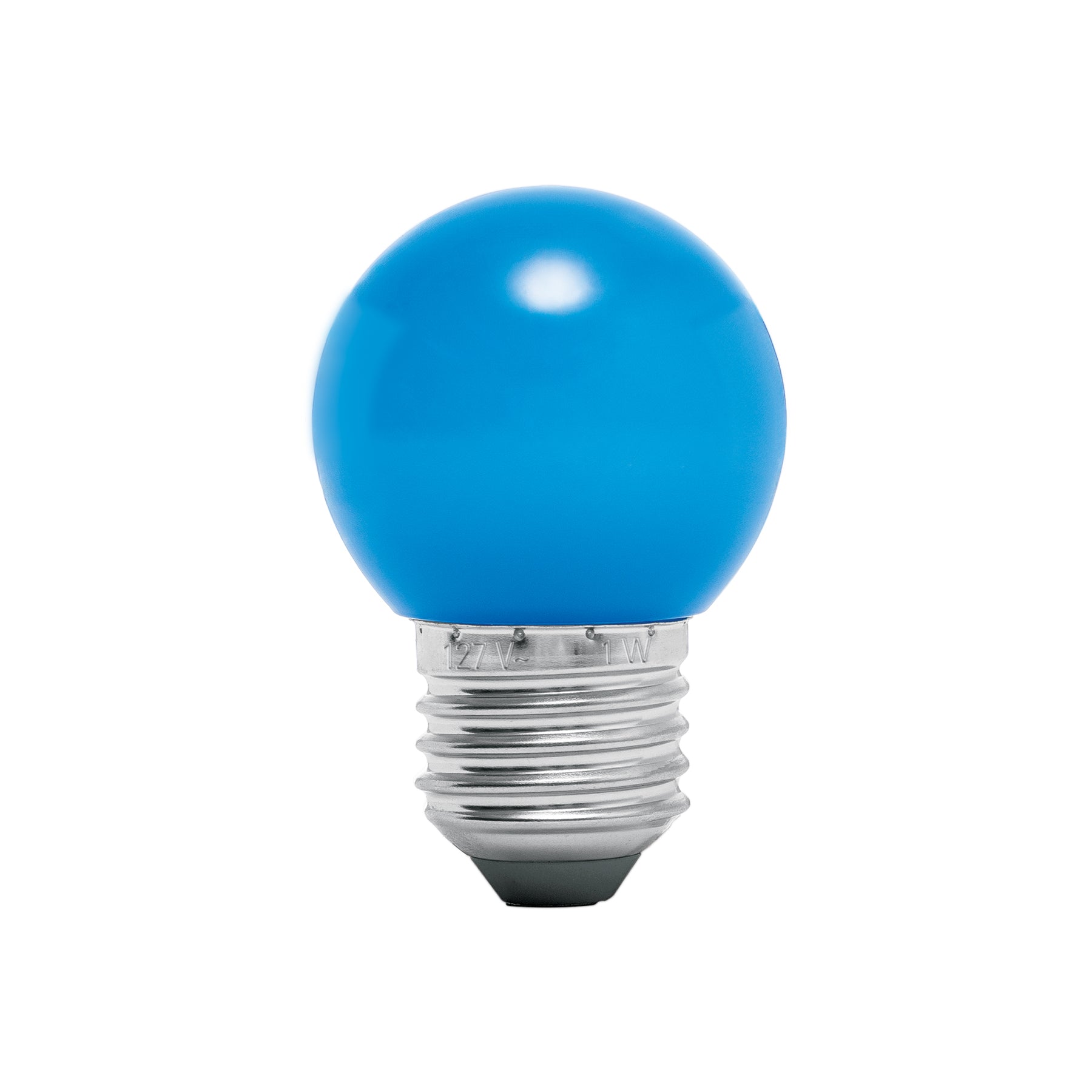 Lámpara LED tipo bulbo G45 1 W color azul, caja, Volteck