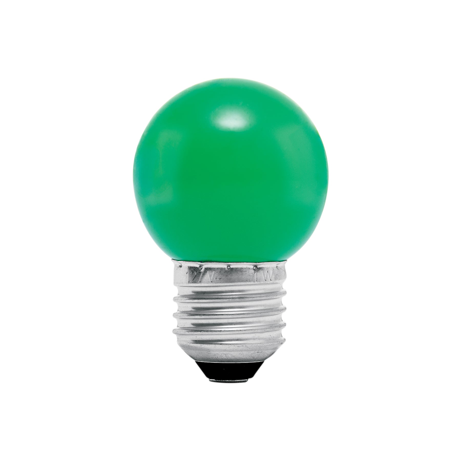 Lámpara LED tipo bulbo G45 1 W color verde, caja, Volteck