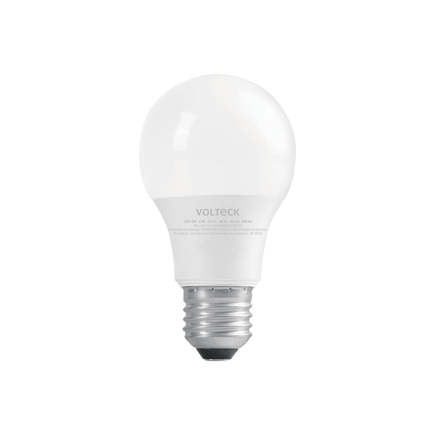 Foco LED 6W (40W) A19, 6500K blanca fría, 440 lm, blíster, Volteck, LED-40F, 46856