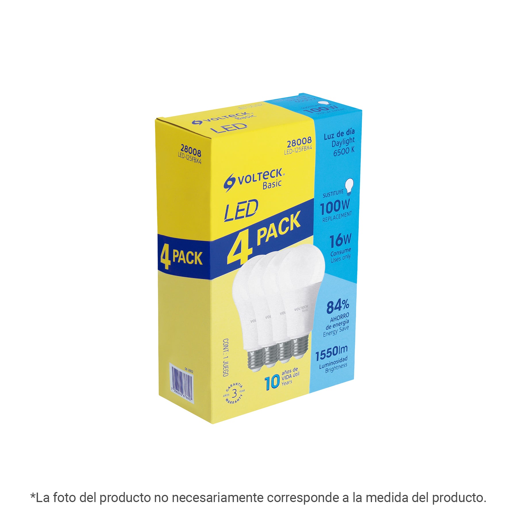 Pack de 4 lámparas LED G45 5 W (equiv. 35 W), luz de día