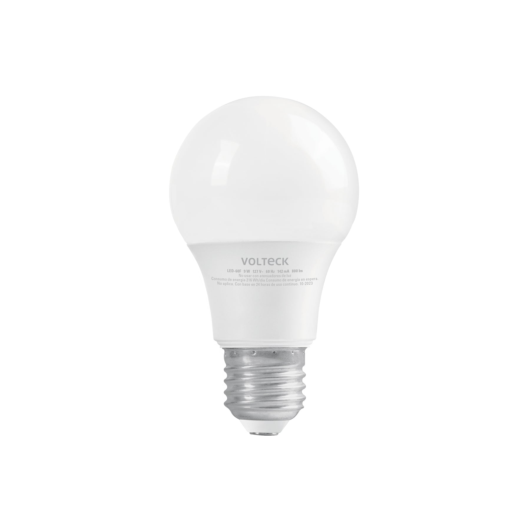 Foco LED 9W (60W) A19, 6500K blanca fría, 800 lm, blíster, Volteck, LED-60F, 46858