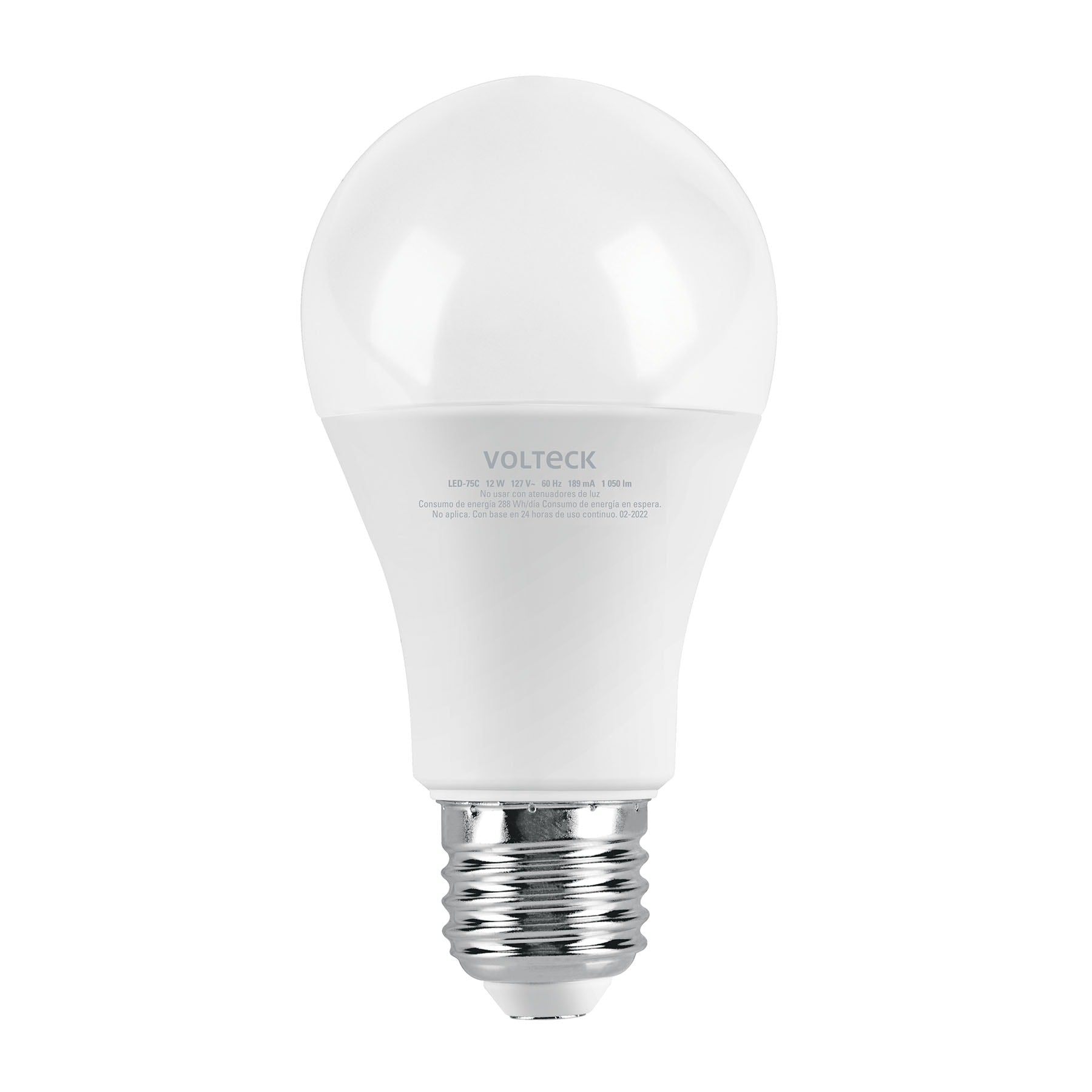 Foco LED 12W (75W) A19, 3000K blanca cálida, 1050lm, blíster, Volteck, LED-75C, 46861