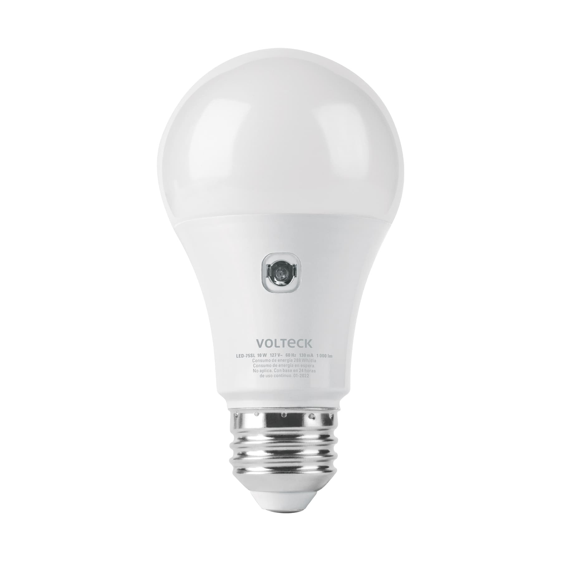 Lámpara LED tipo bulbo A19 10 W con sensor de luz, Volteck