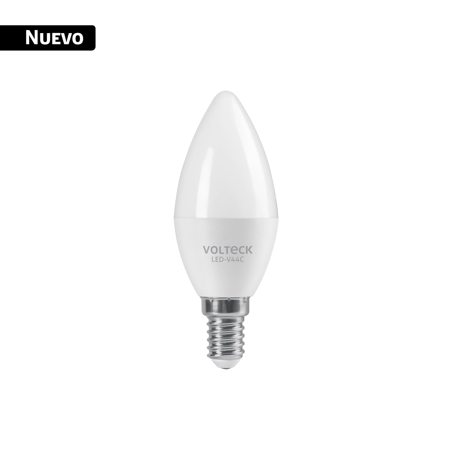 Foco LED tipo vela 4W (25W) 2400K luz ámbar, E14, Volteck, LED-V44C, 43758