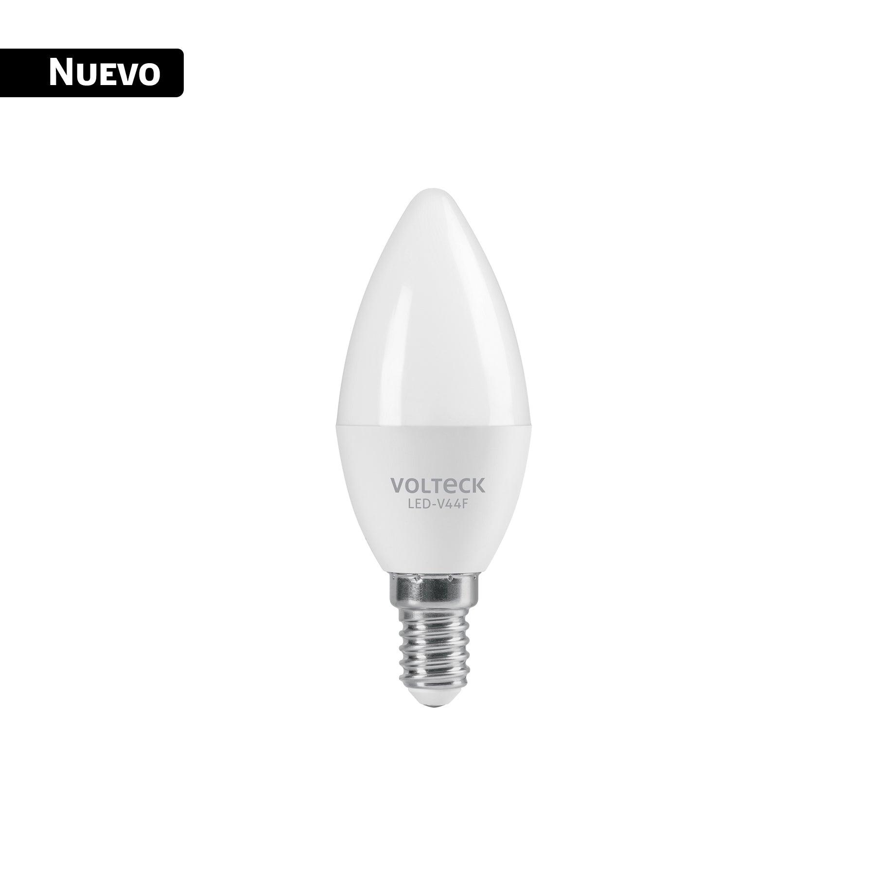 Foco LED tipo vela 4W (25W), luz blanca brillante 6500K, E14, Volteck, LED-V44F, 43752