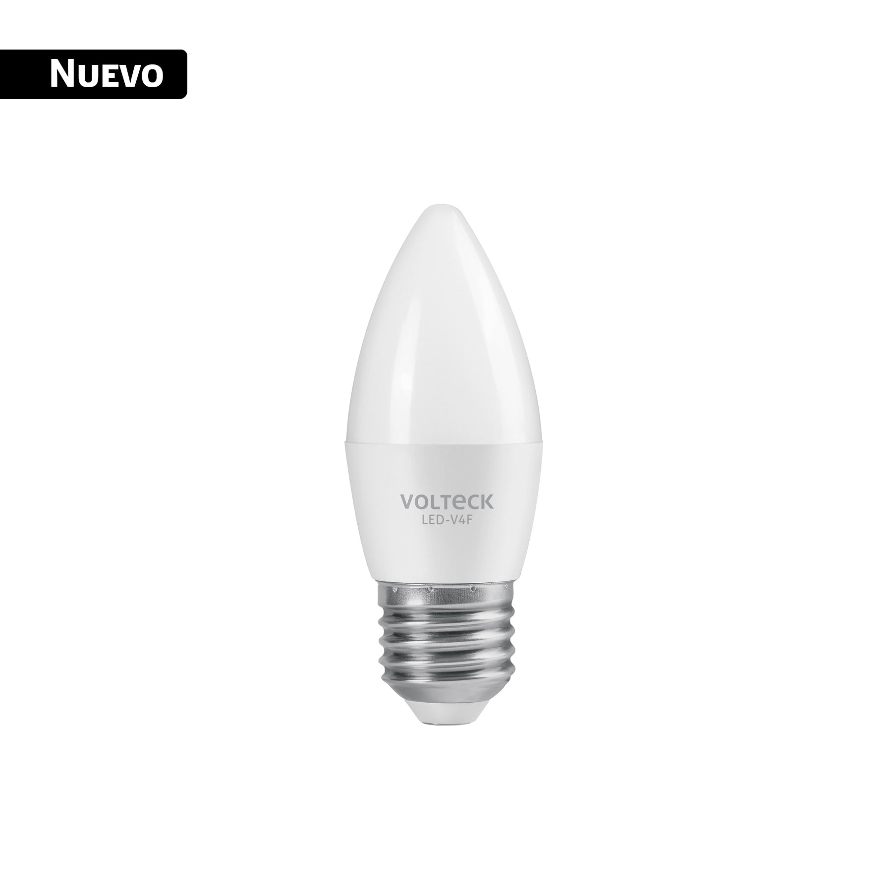 Foco LED tipo vela 4W (25W), luz blanca brillante 6500K, E27, Volteck, LED-V4F, 43748