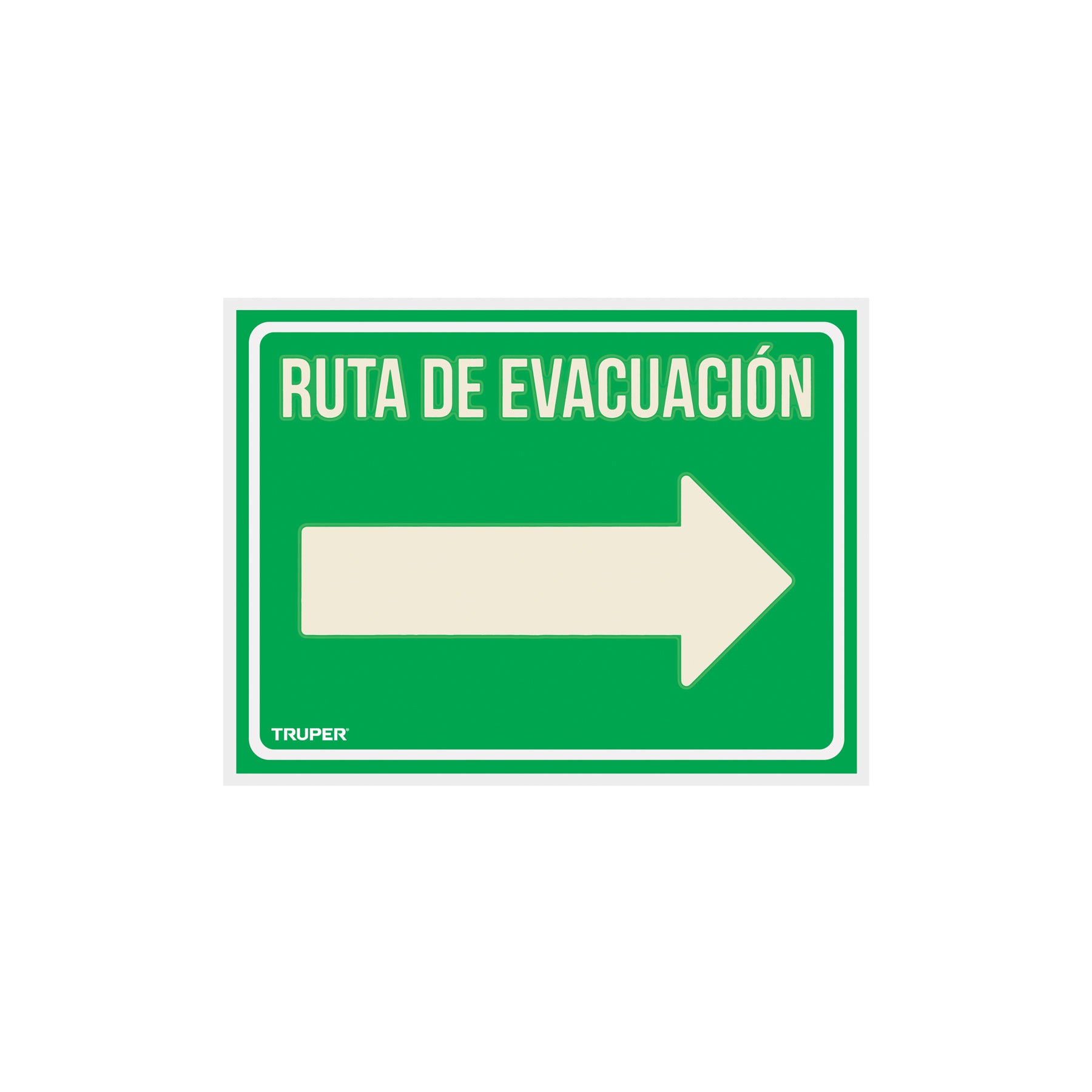Letrero de señalización "RUTA EVACUACIÓN DERECHA",21 x 28 cm