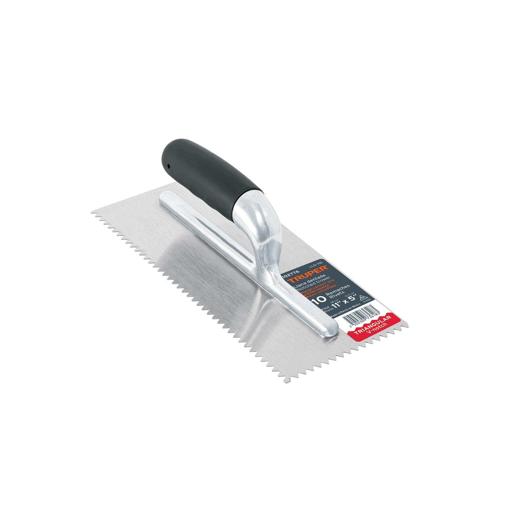 Llana 11" dentado triangular, 10 remaches, mango comfort grip