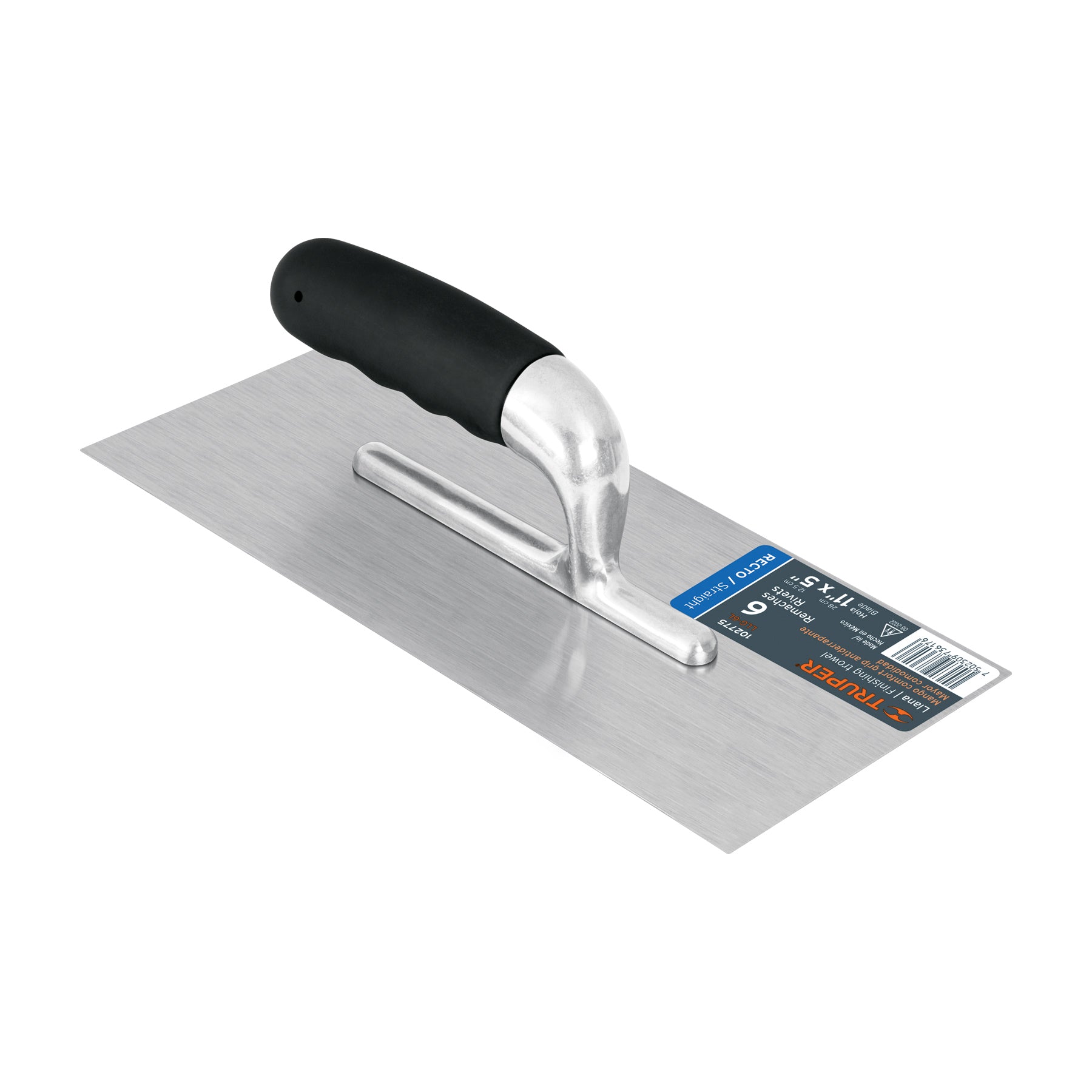 Llana 11" canto recto, 6 remaches, mango comfort grip, Truper