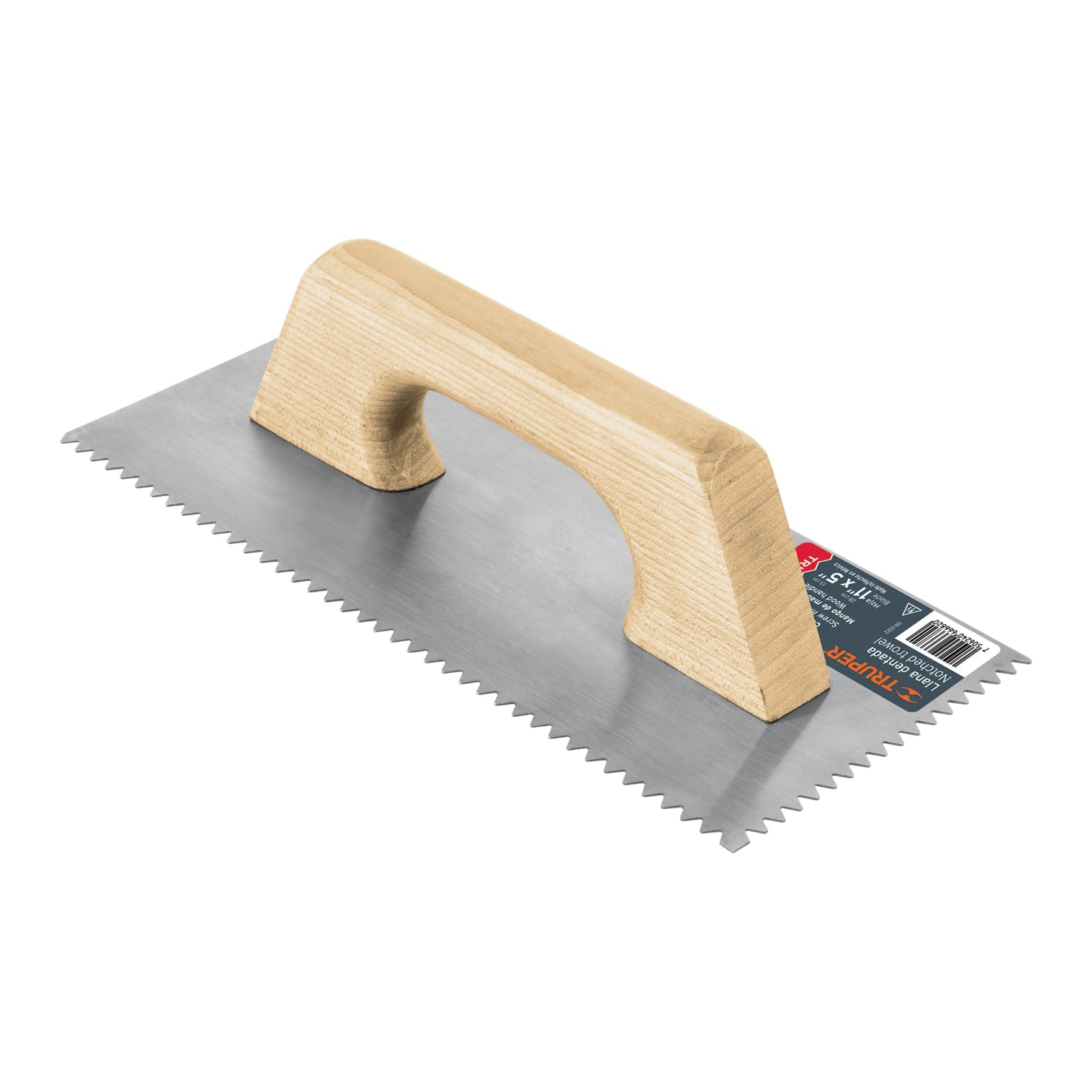 Llana 11" dentado triangular, tipo español, mango madera