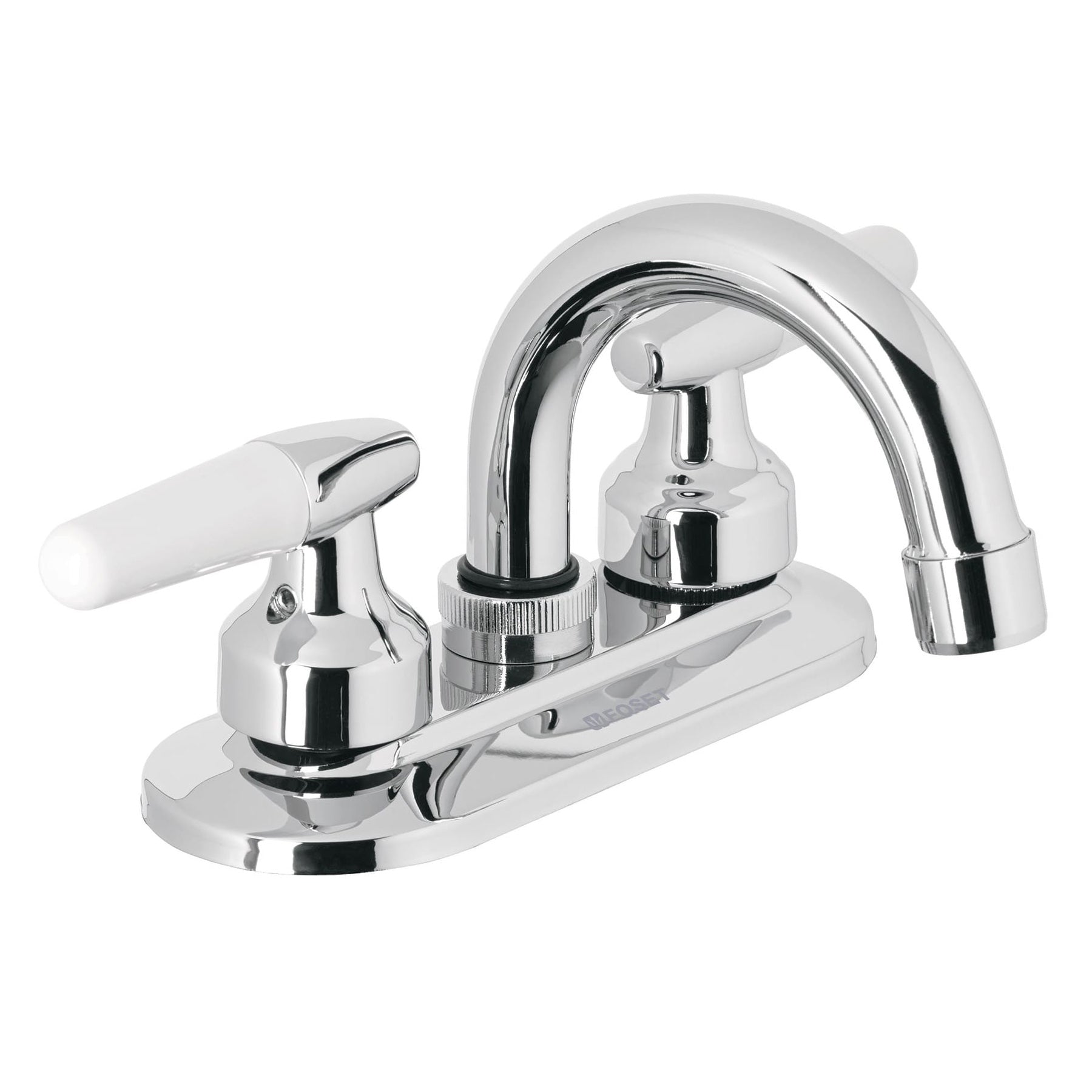 Mezcladora 4" para lavabo, cuello curvo, manerales cono, Foset, M-050I, 49204