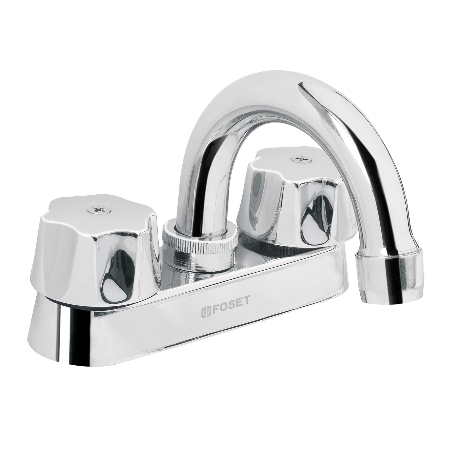 Mezcladora 4" para lavabo, cuello curvo, cartucho cerámico, Foset, M-050, 49236