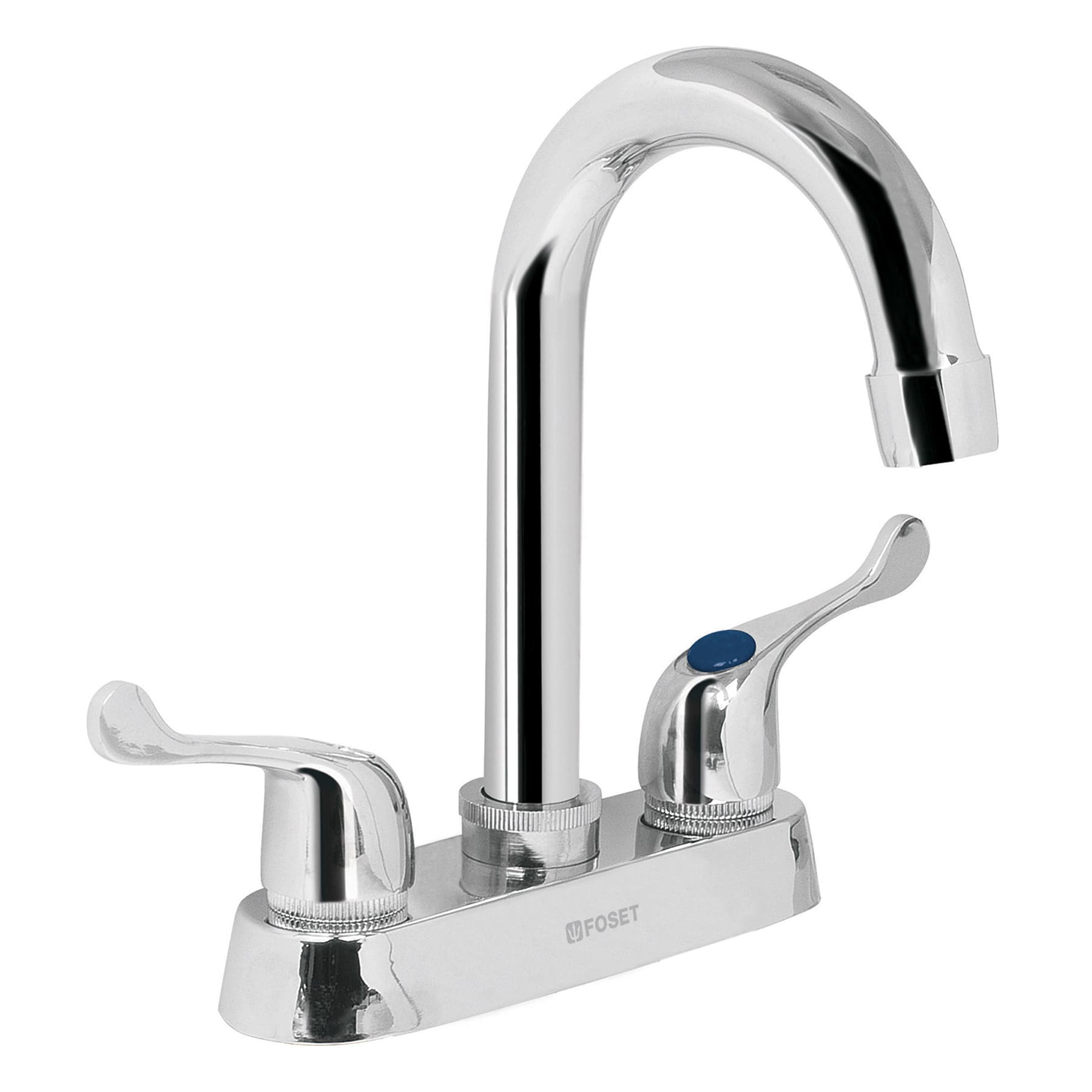 Mezcladora 4" para lavabo, cuello bar, manerales palanca, Foset, M-060P, 49280
