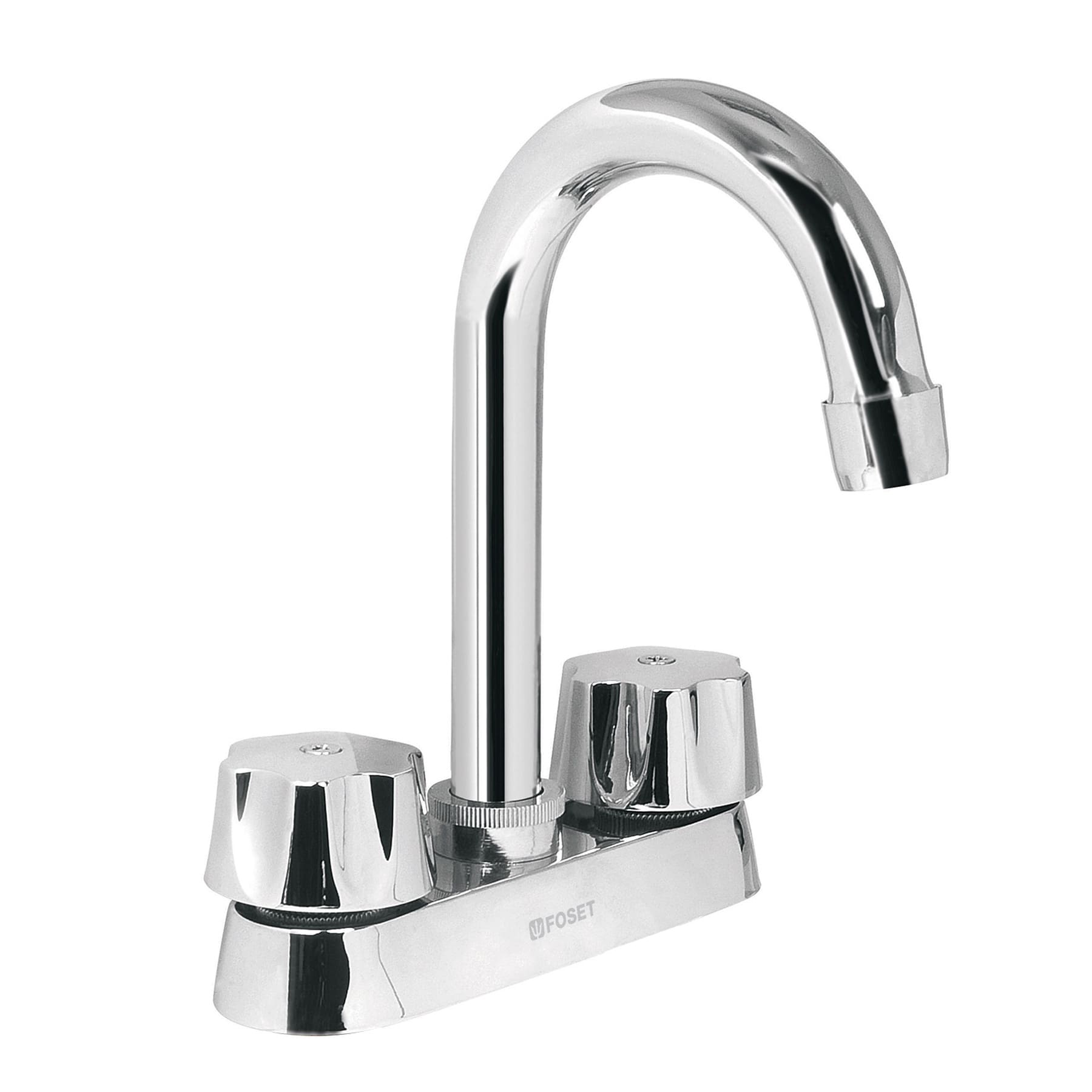 Mezcladora 4" para lavabo, cuello bar, cartucho cerámico, Foset, M-060, 49275