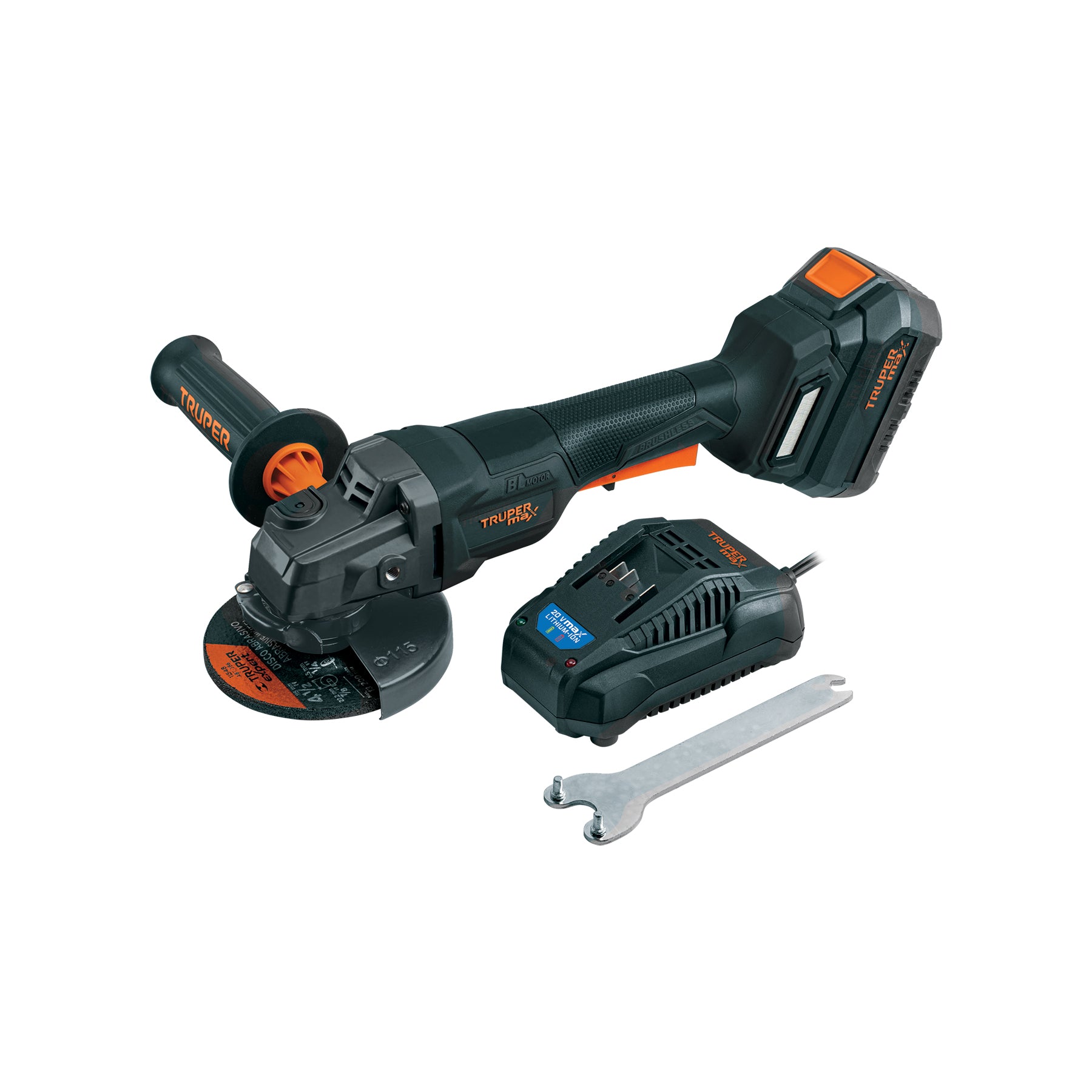 Esmeriladora 4-1/2", 20V, int. paleta, 1 batería 4Ah, MAX