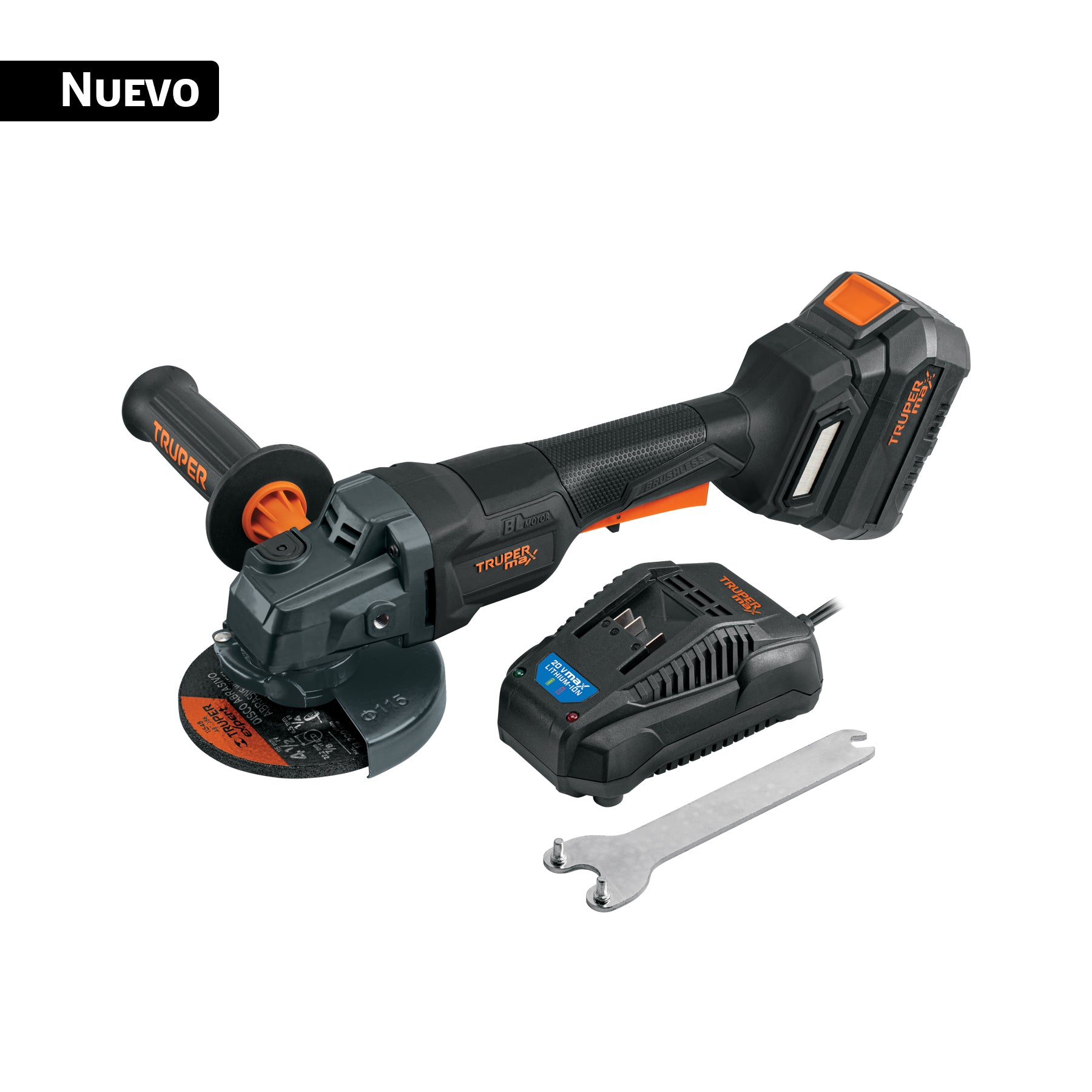 Esmeriladora 4-1/2", 20V, int. paleta, 1 batería 4Ah, MAX