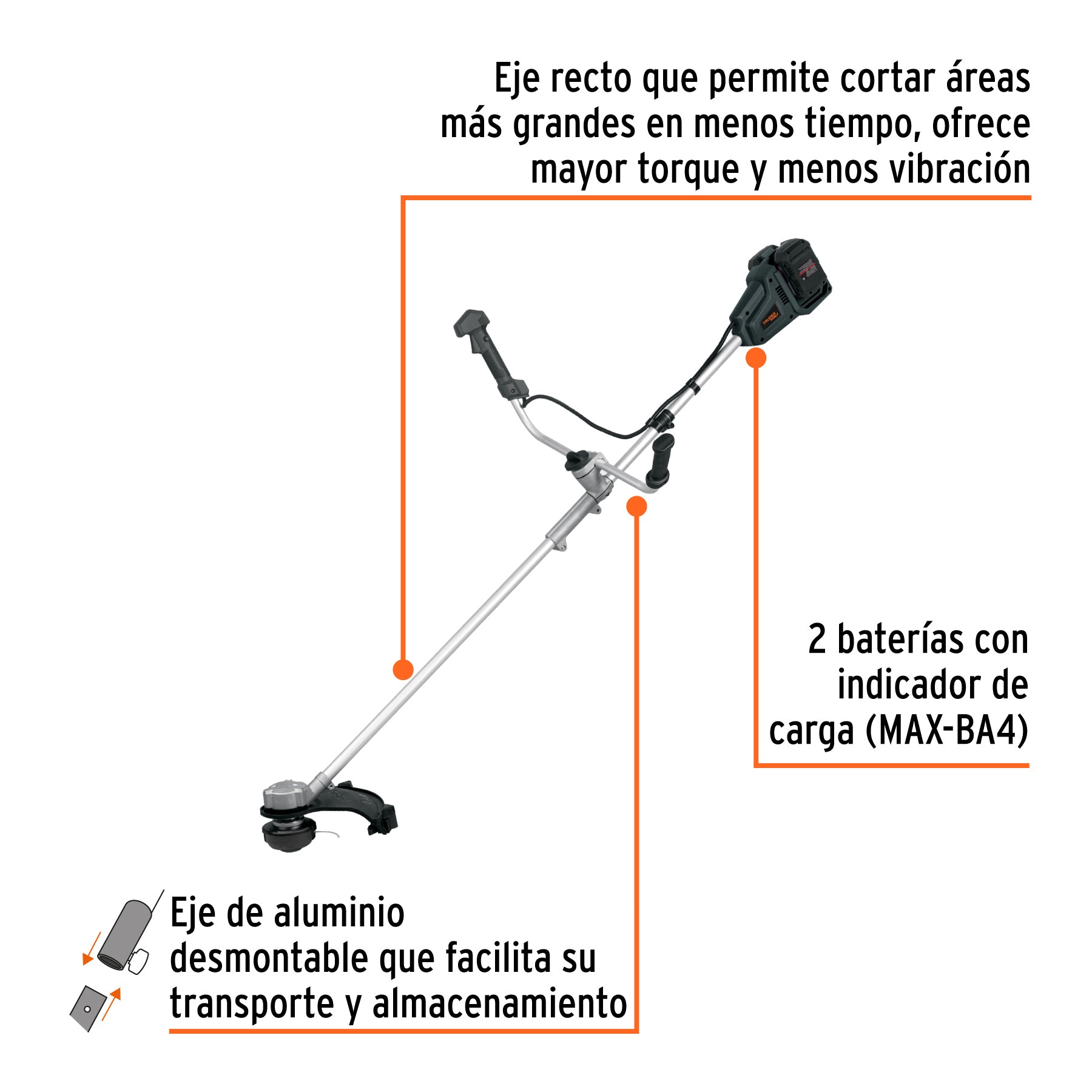 Desbrozadora inalámbrica 40V, sin carbones, Truper MAX