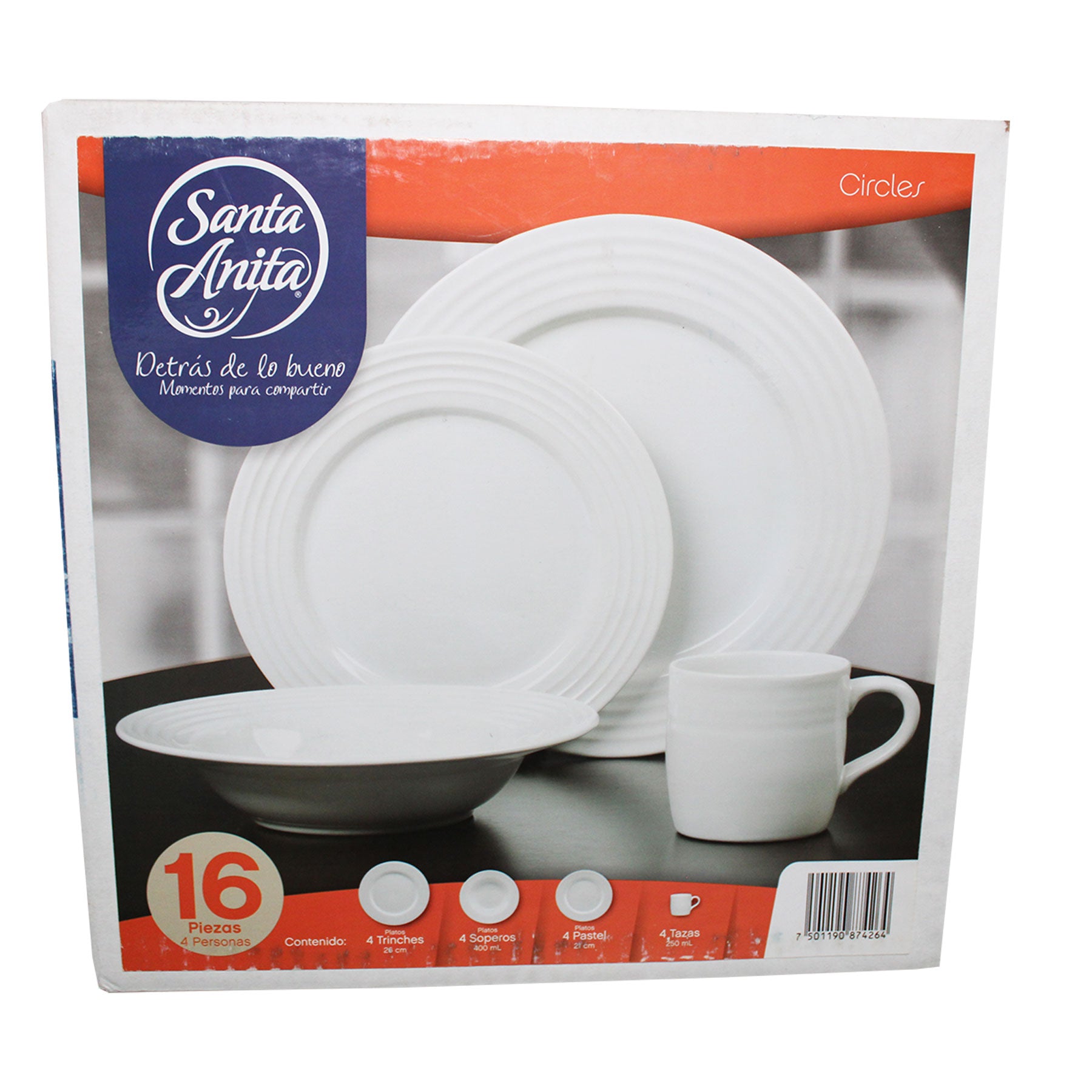 Vajilla 16 Emboss Circles Ncs Santa Anita