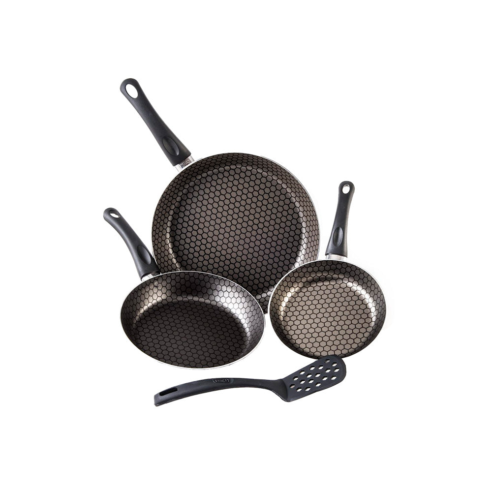 Juego de Sartenes y Espatula Magnifica Negro - 4 piezas - CINSA