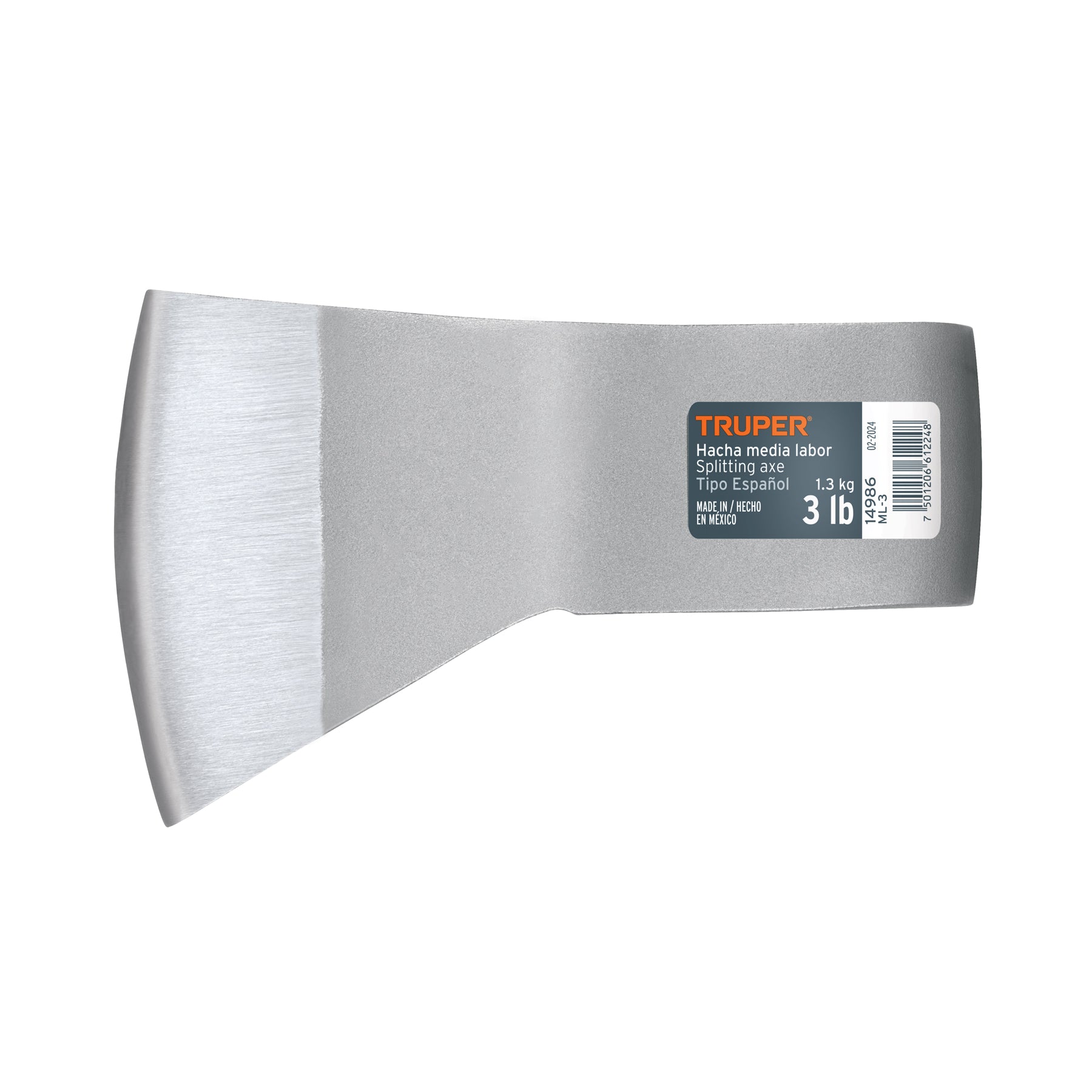 Hacha media labor 3 lb, sin mango, Truper