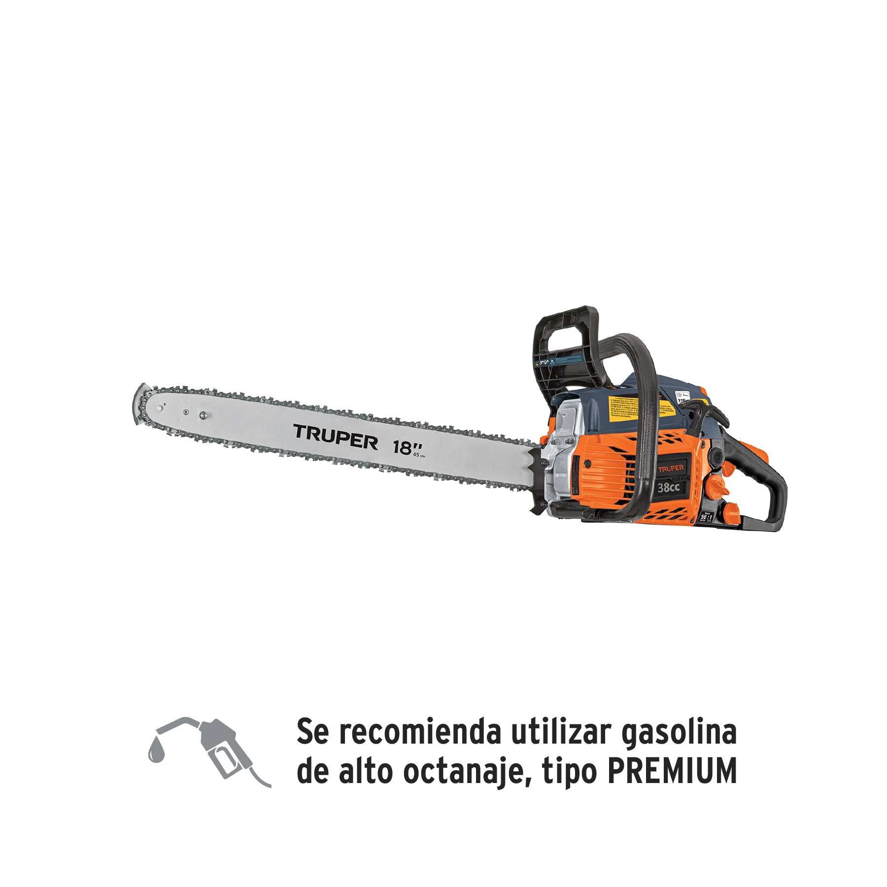 Motosierra 38 cc a gasolina con barra de 18", Truper