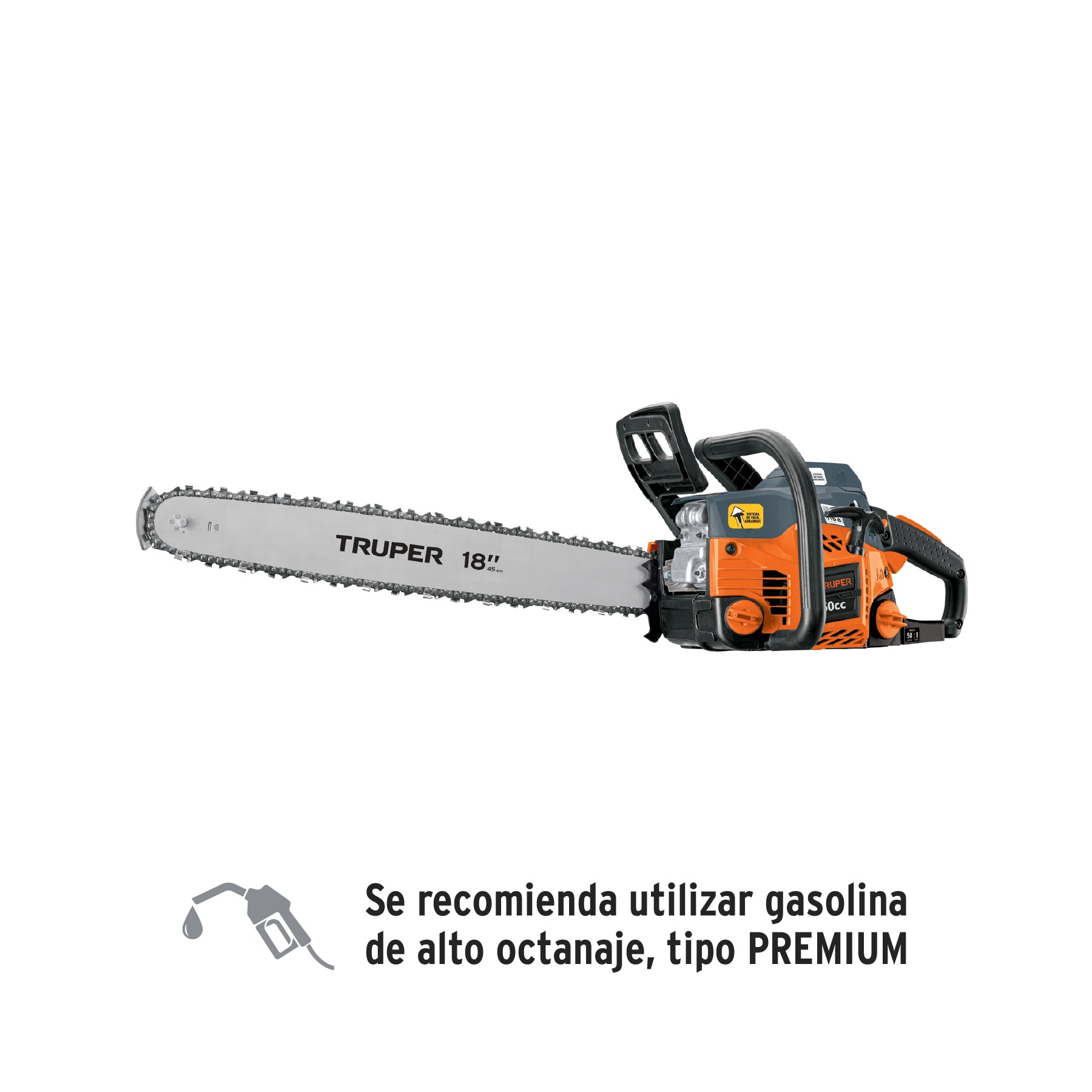 Motosierra 50 cc a gasolina con barra de 18", Truper