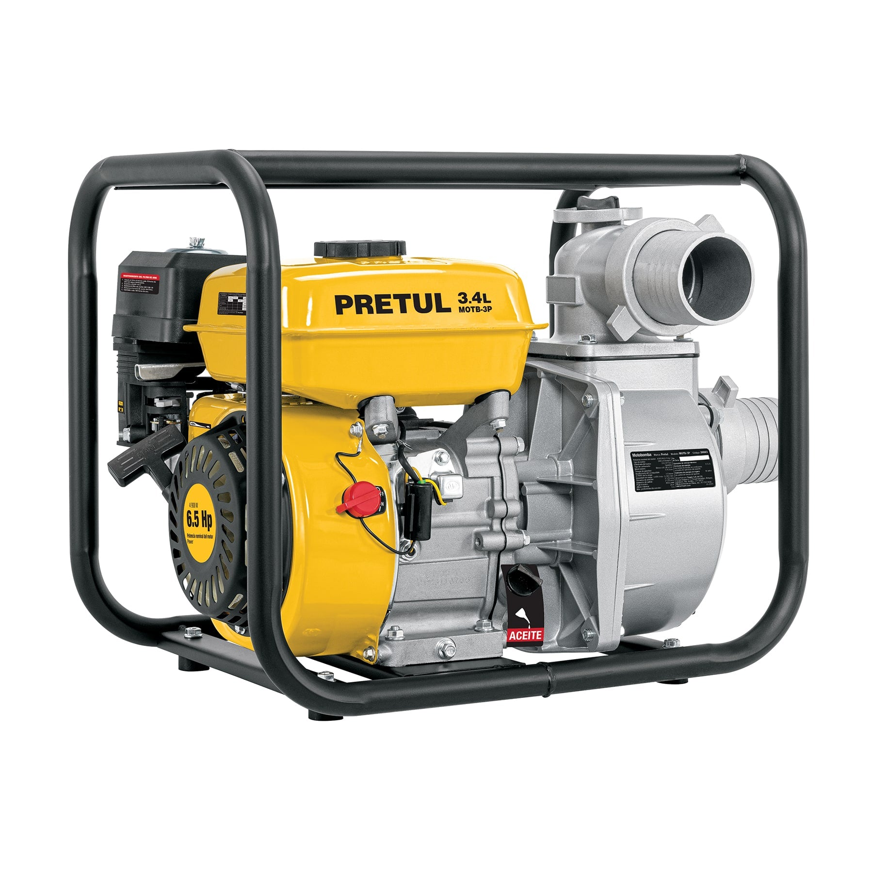 Motobomba autocebante 3"x3", gas. 6-1/2HP, agrícola, Pretul, MOTB-3P, 26063