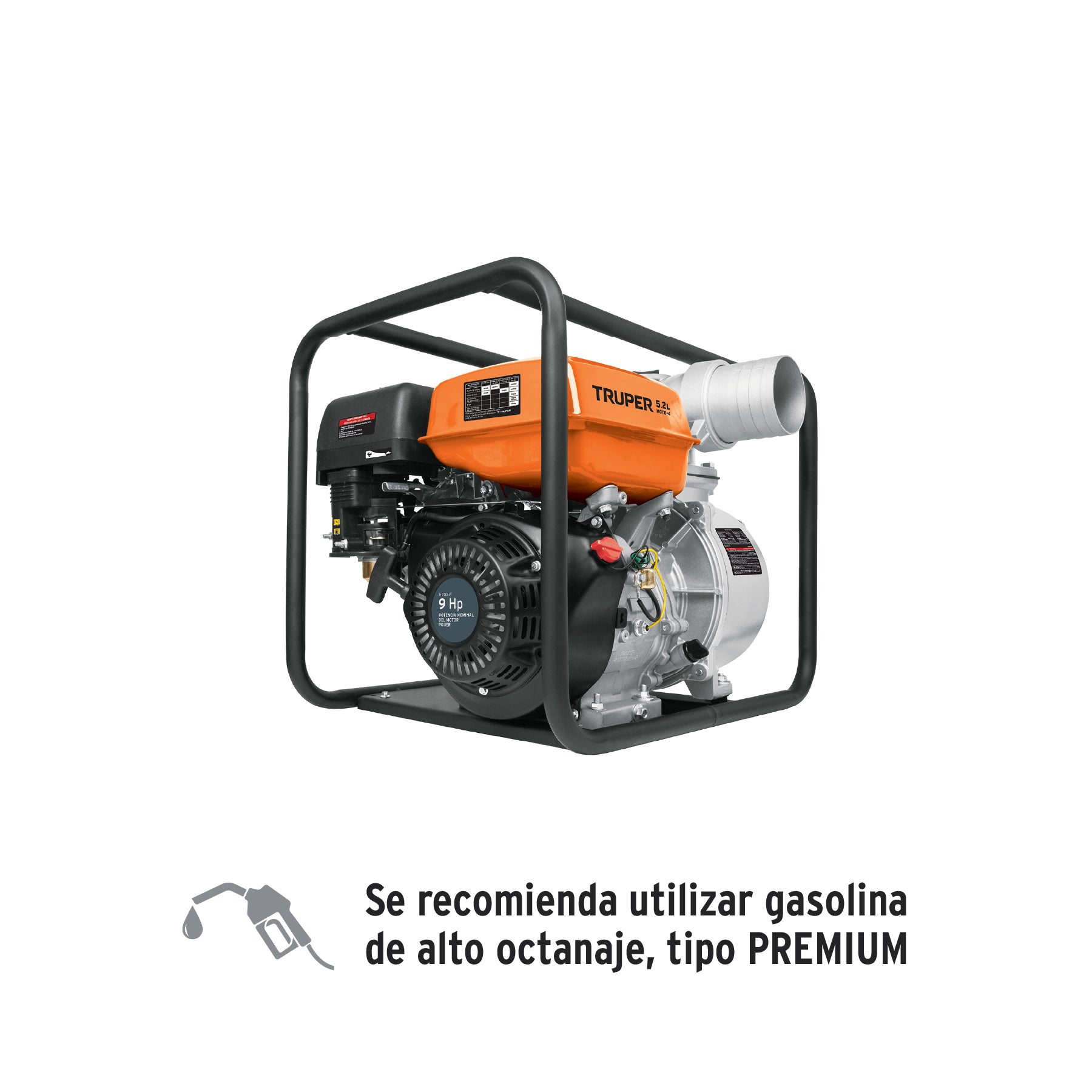 Motobomba autocebante 4"x4", gasolina 9HP, agrícola, Truper