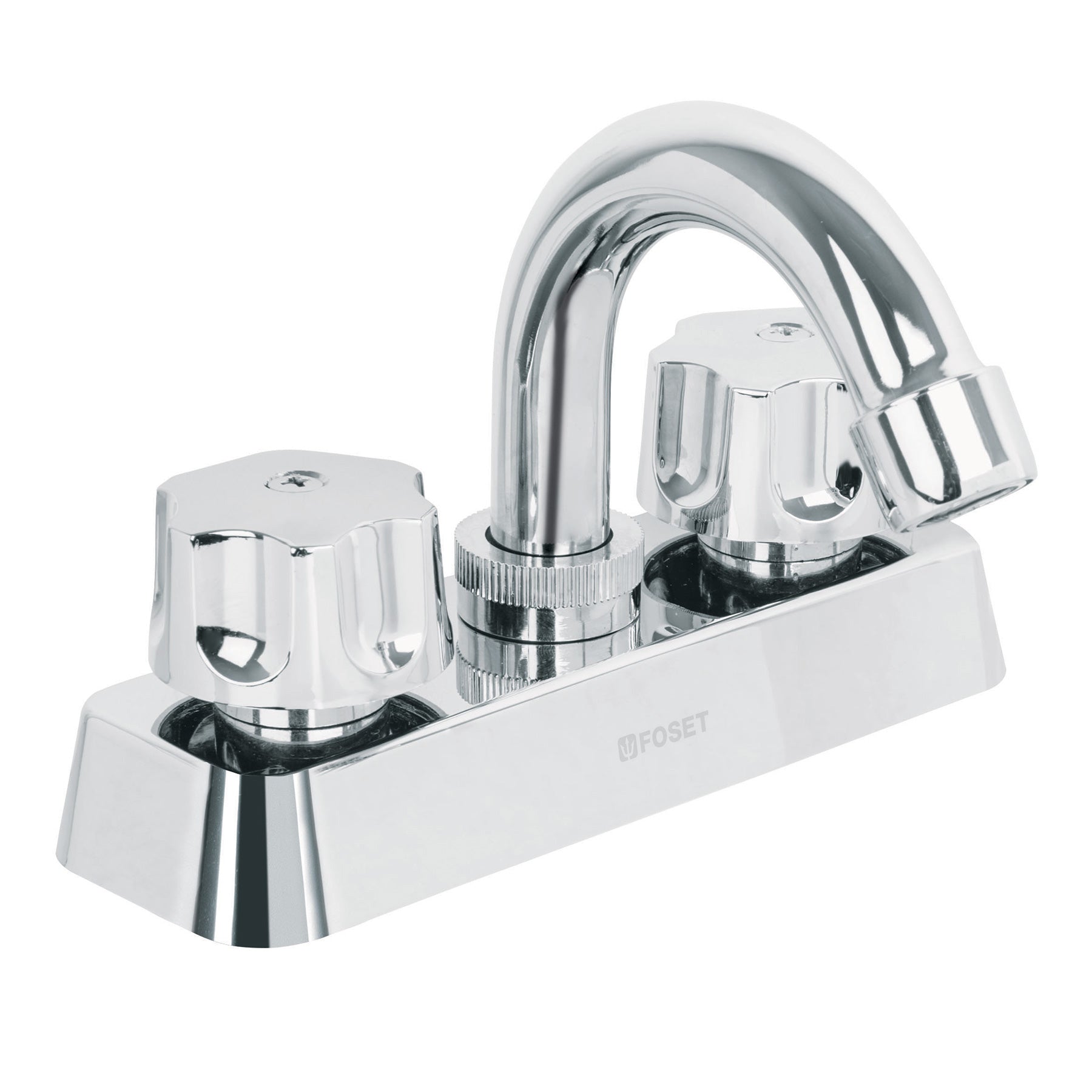 Mezcladora 4" lavabo, ABS, cuello curvo, hexagonal, BASIC