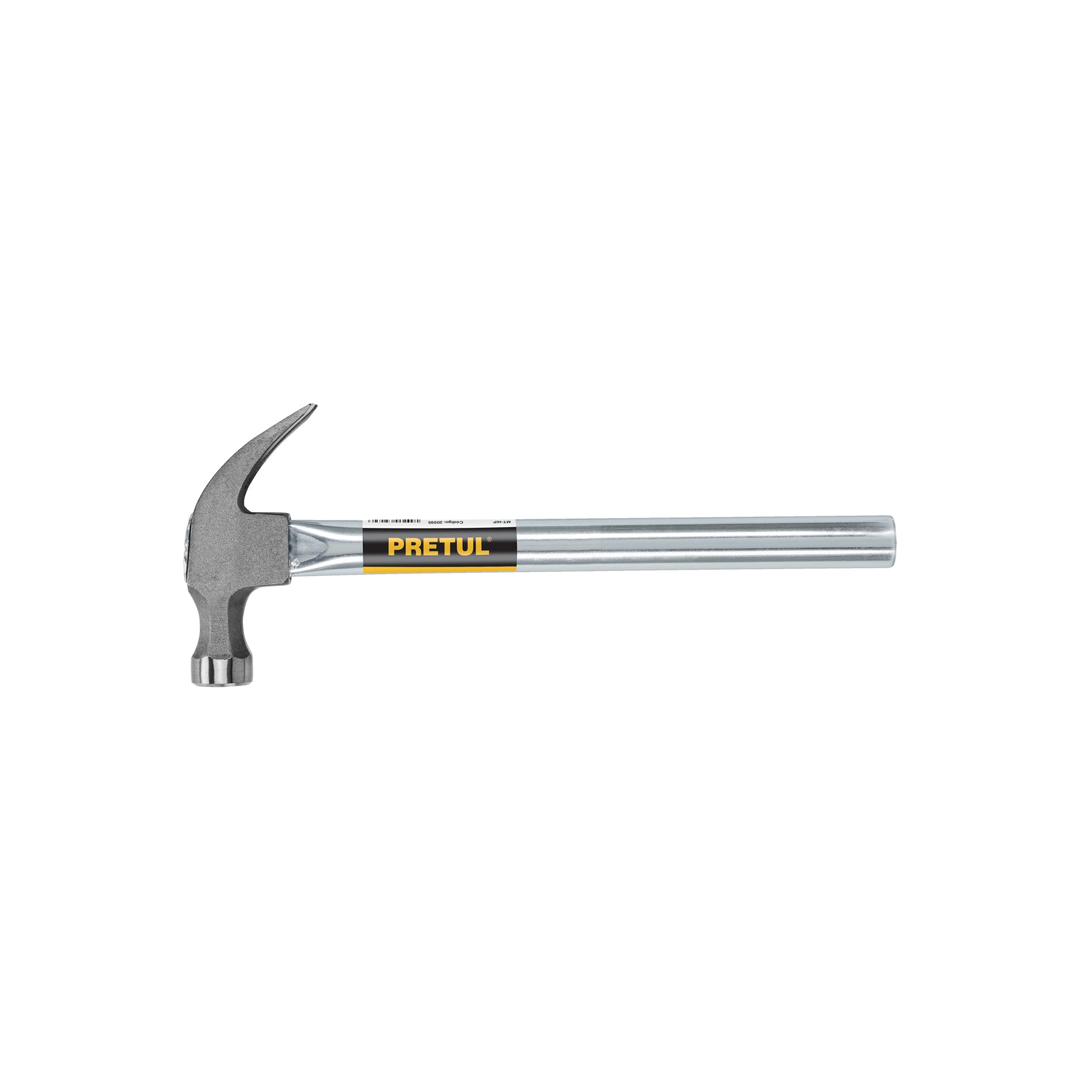 Martillo uña curva 16 oz, mango tubular, Pretul